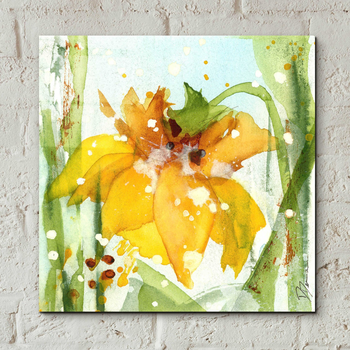 Epic Art 'Daffodil' by Dawn Derman, Acrylic Glass Wall Art,12x12