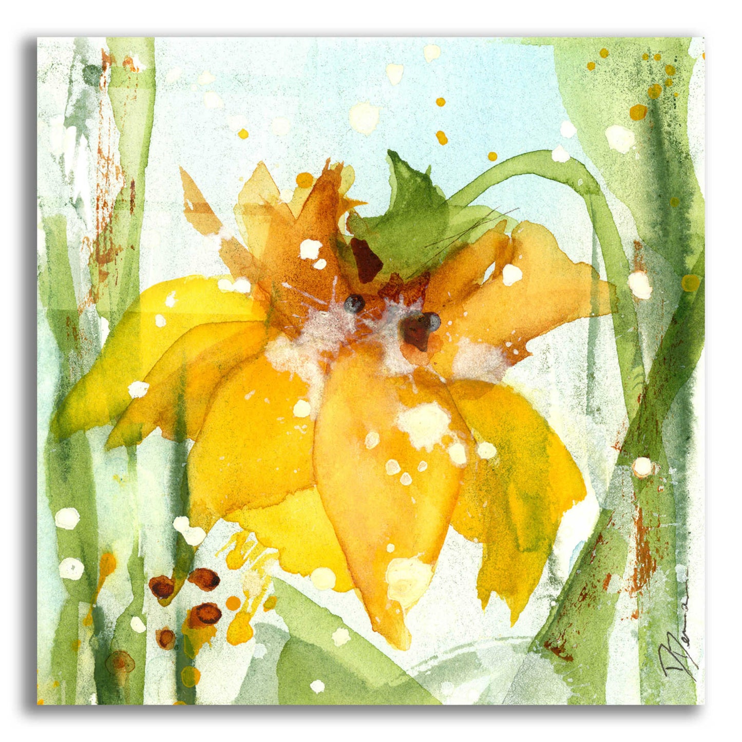 Epic Art 'Daffodil' by Dawn Derman, Acrylic Glass Wall Art,12x12