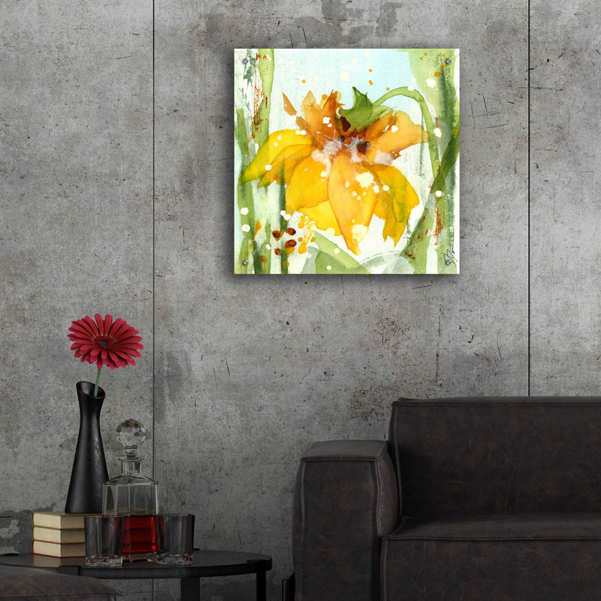 Epic Art 'Daffodil' by Dawn Derman, Acrylic Glass Wall Art,24x24