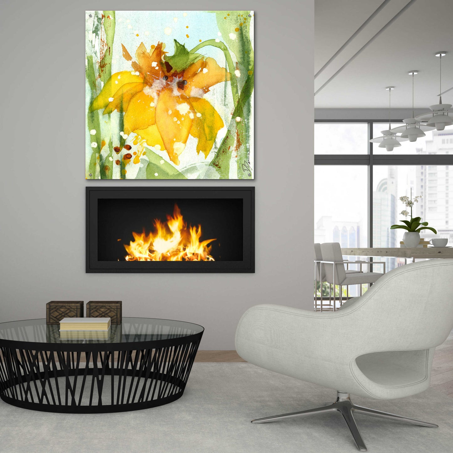 Epic Art 'Daffodil' by Dawn Derman, Acrylic Glass Wall Art,36x36