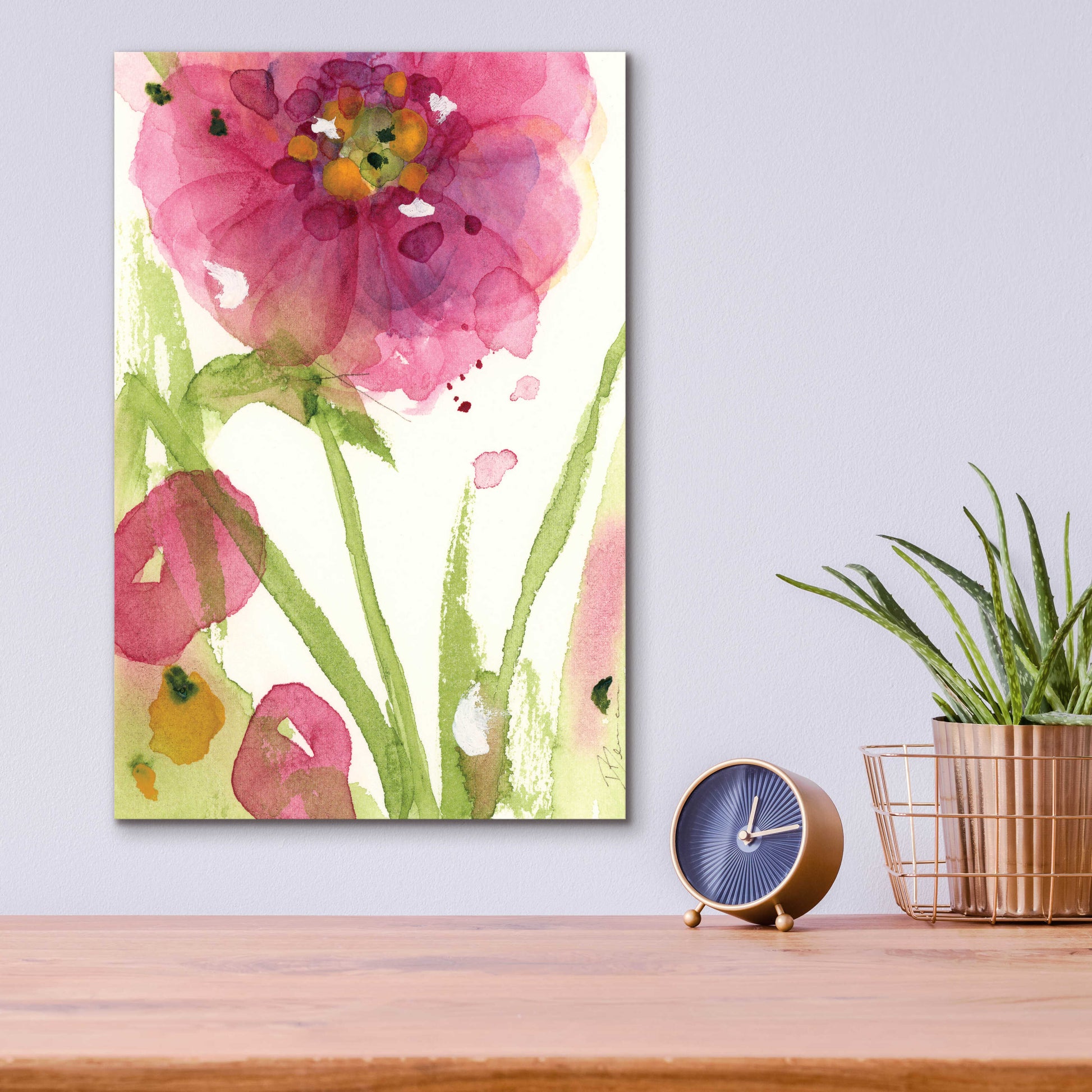 Epic Art 'Pink Wildflower' by Dawn Derman, Acrylic Glass Wall Art,12x16