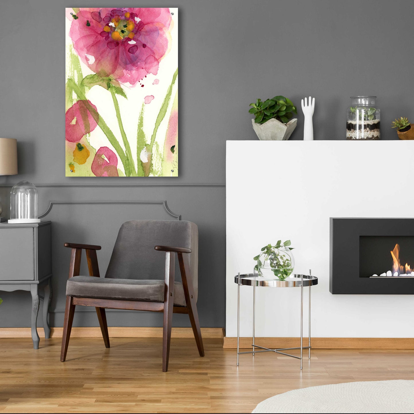 Epic Art 'Pink Wildflower' by Dawn Derman, Acrylic Glass Wall Art,24x36