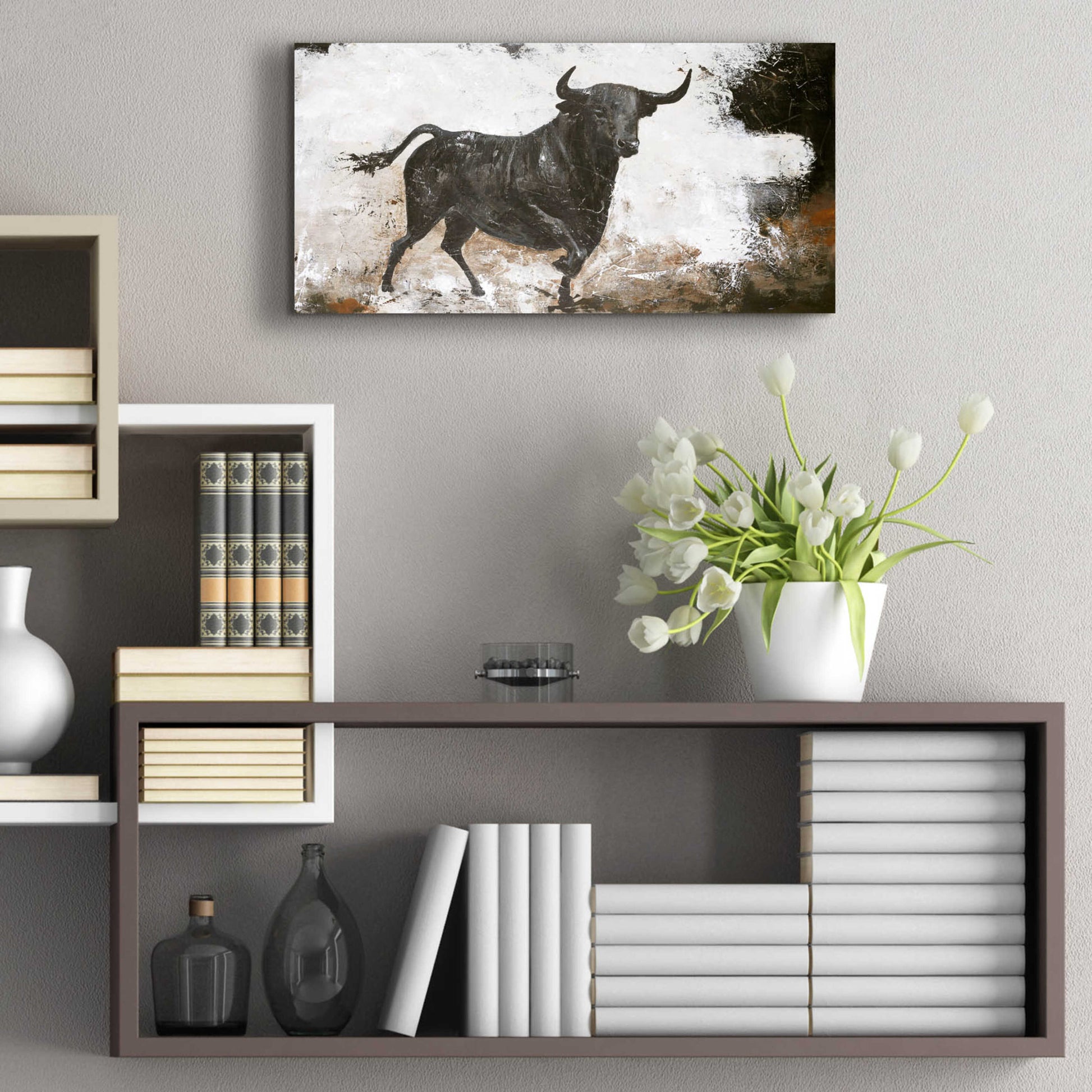 Epic Art 'Black Bull' by Design Fabrikken, Acrylic Glass Wall Art,24x12