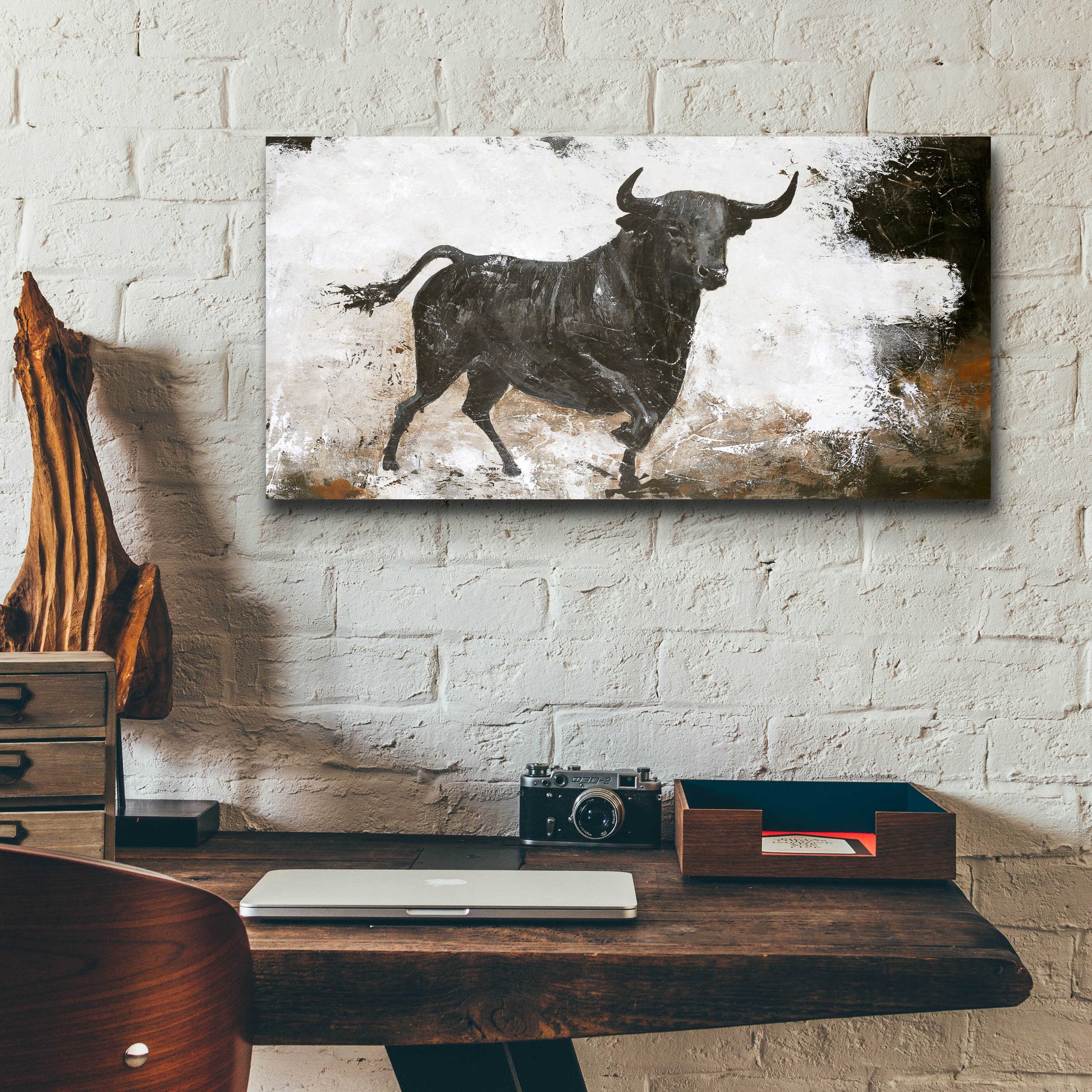 Epic Art 'Black Bull' by Design Fabrikken, Acrylic Glass Wall Art,24x12