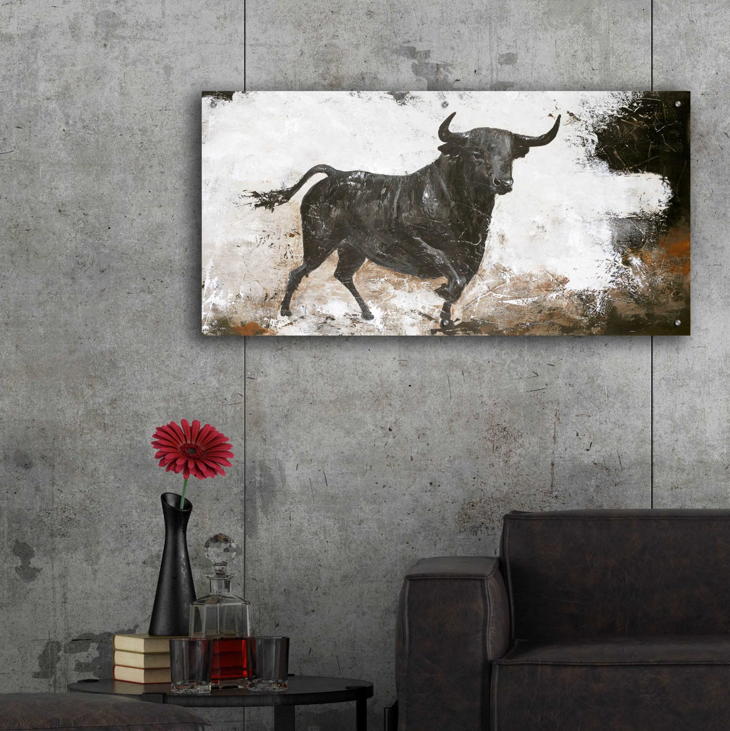 Epic Art 'Black Bull' by Design Fabrikken, Acrylic Glass Wall Art,48x24