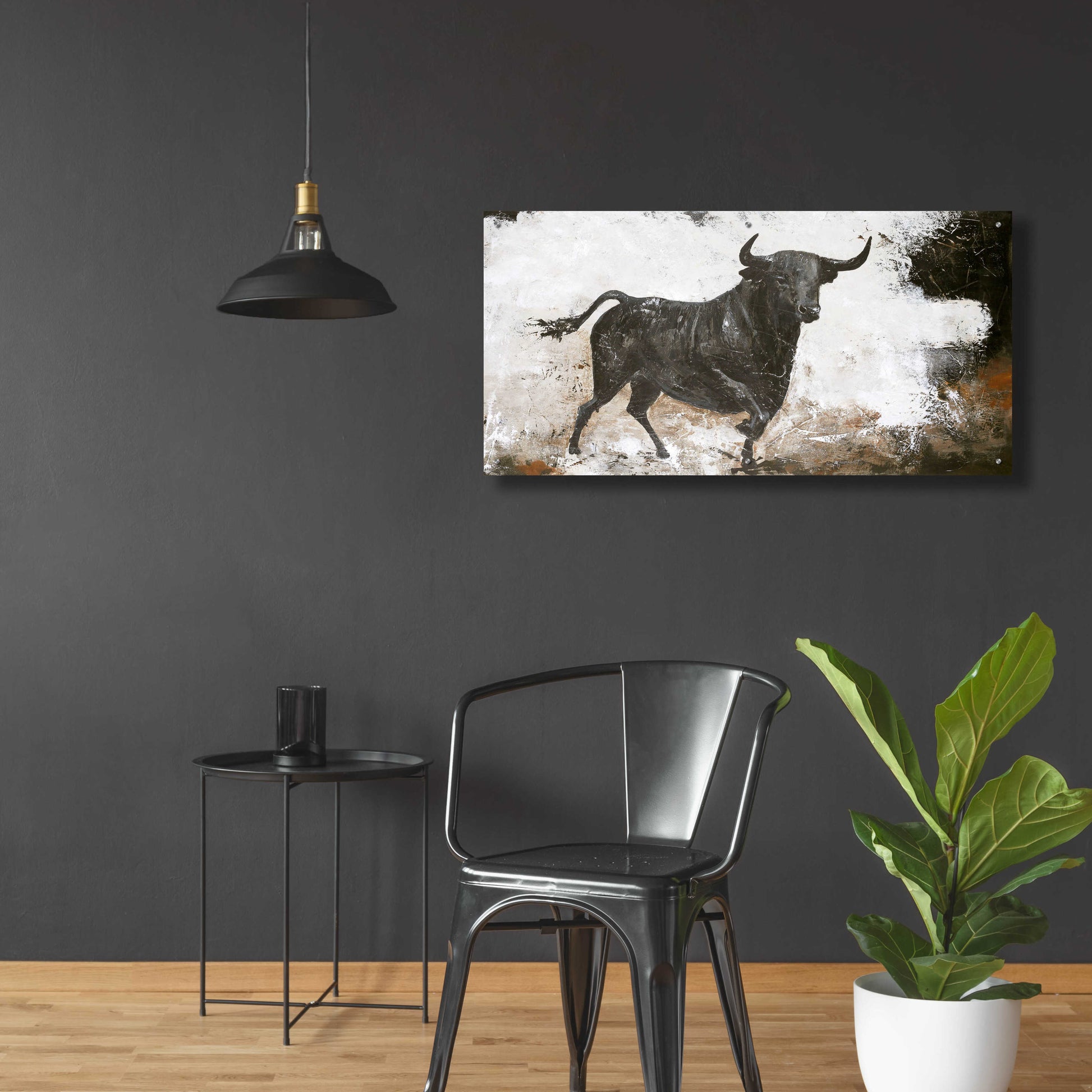 Epic Art 'Black Bull' by Design Fabrikken, Acrylic Glass Wall Art,48x24