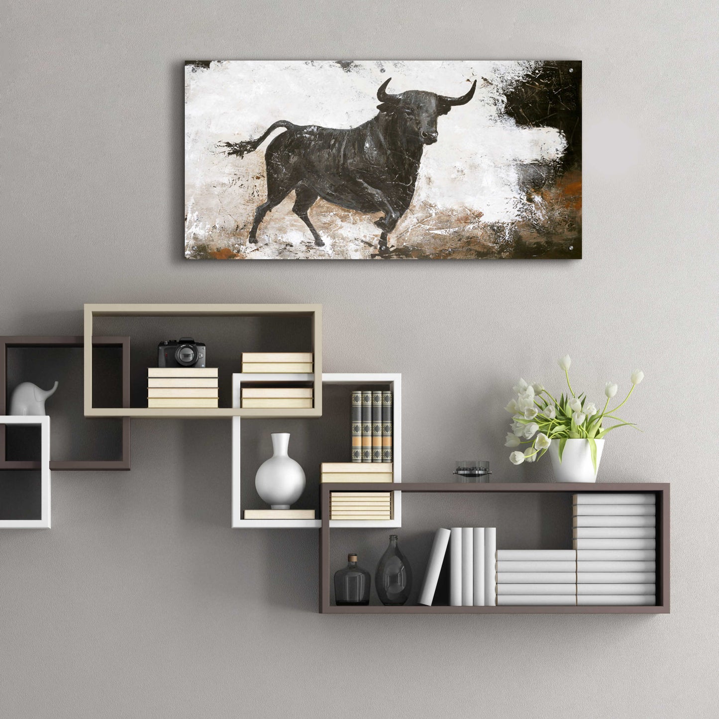 Epic Art 'Black Bull' by Design Fabrikken, Acrylic Glass Wall Art,48x24