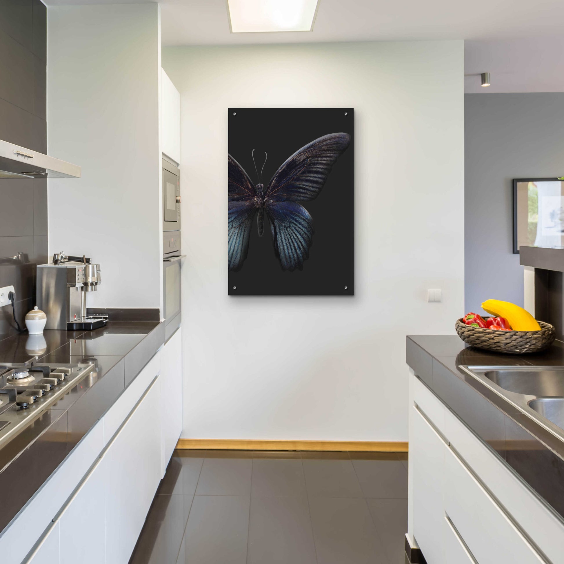 Epic Art 'Black Butterfly on Grey' by Design Fabrikken, Acrylic Glass Wall Art,24x36