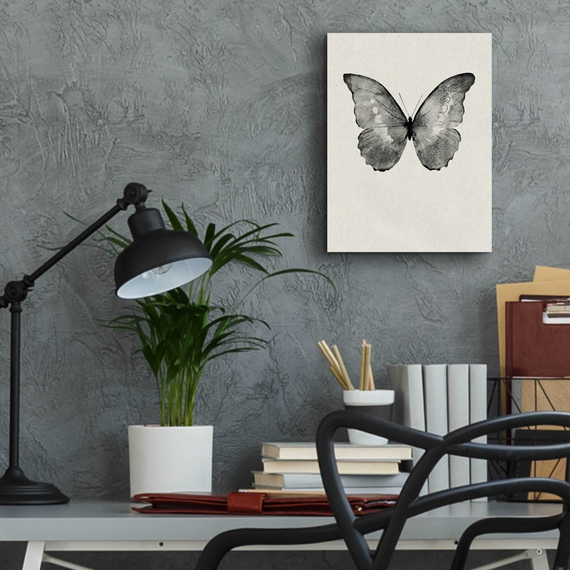 Epic Art 'Black Butterfly on Tan' by Design Fabrikken, Acrylic Glass Wall Art,12x16