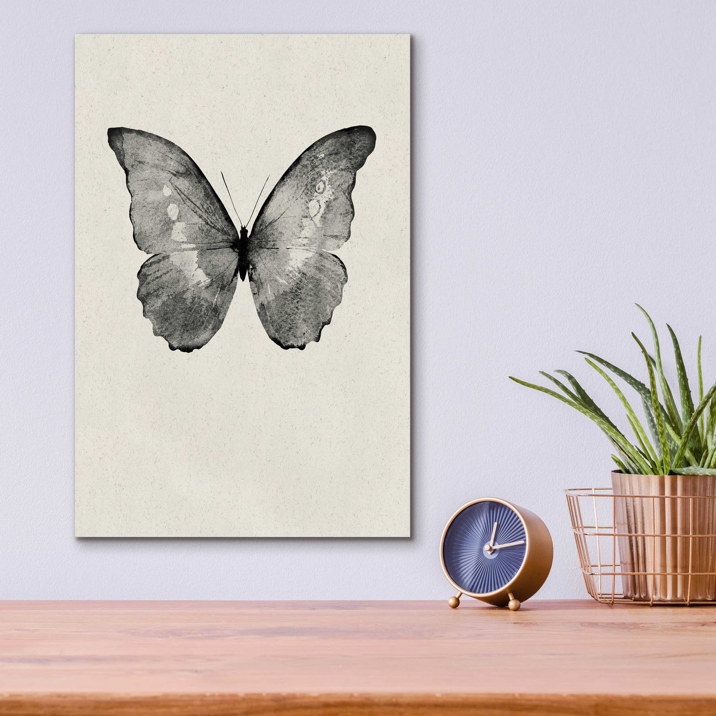 Epic Art 'Black Butterfly on Tan' by Design Fabrikken, Acrylic Glass Wall Art,12x16