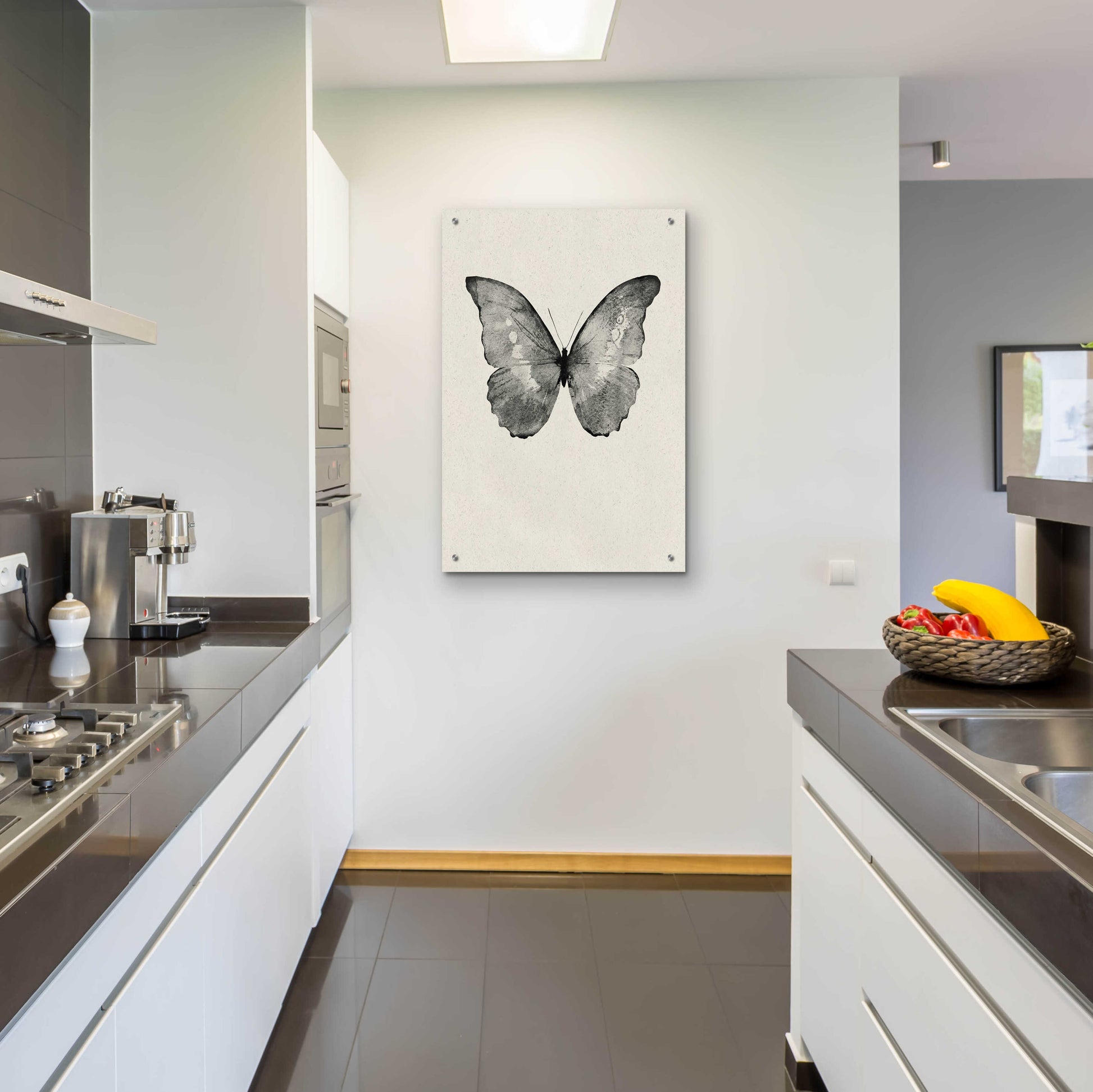 Epic Art 'Black Butterfly on Tan' by Design Fabrikken, Acrylic Glass Wall Art,24x36