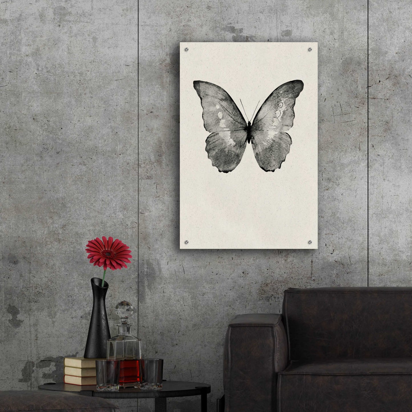 Epic Art 'Black Butterfly on Tan' by Design Fabrikken, Acrylic Glass Wall Art,24x36