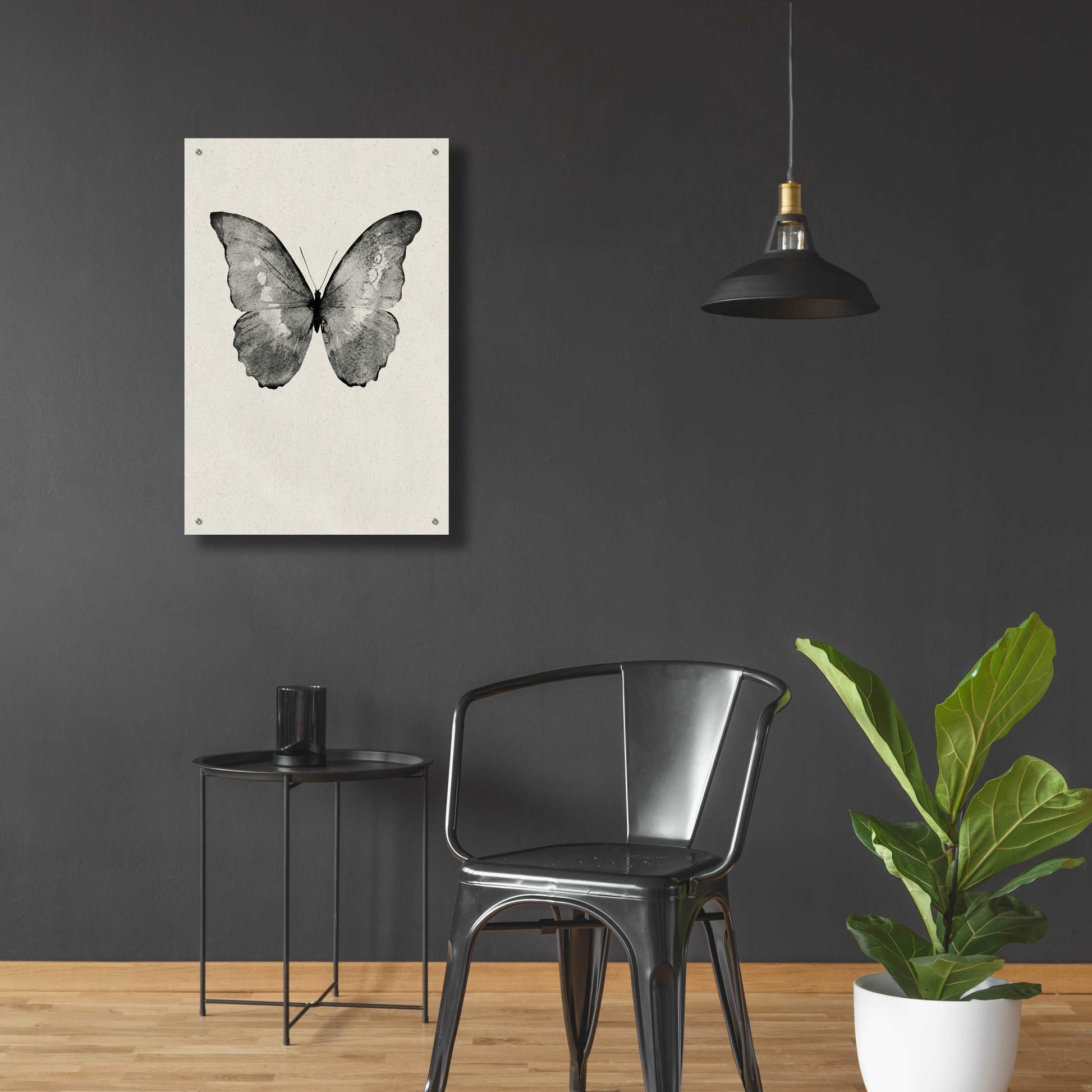 Epic Art 'Black Butterfly on Tan' by Design Fabrikken, Acrylic Glass Wall Art,24x36