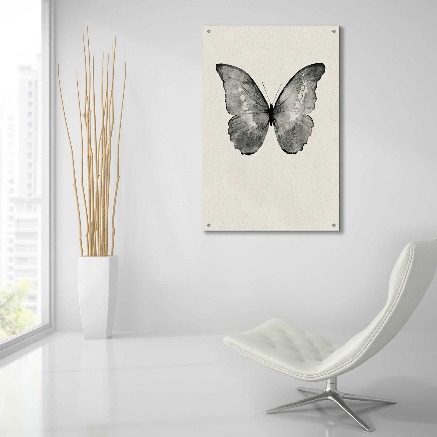 Epic Art 'Black Butterfly on Tan' by Design Fabrikken, Acrylic Glass Wall Art,24x36