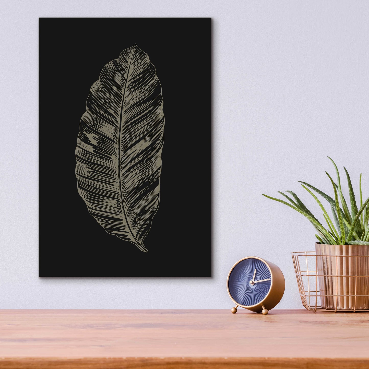 Epic Art 'Black Leaf' by Design Fabrikken, Acrylic Glass Wall Art,12x16