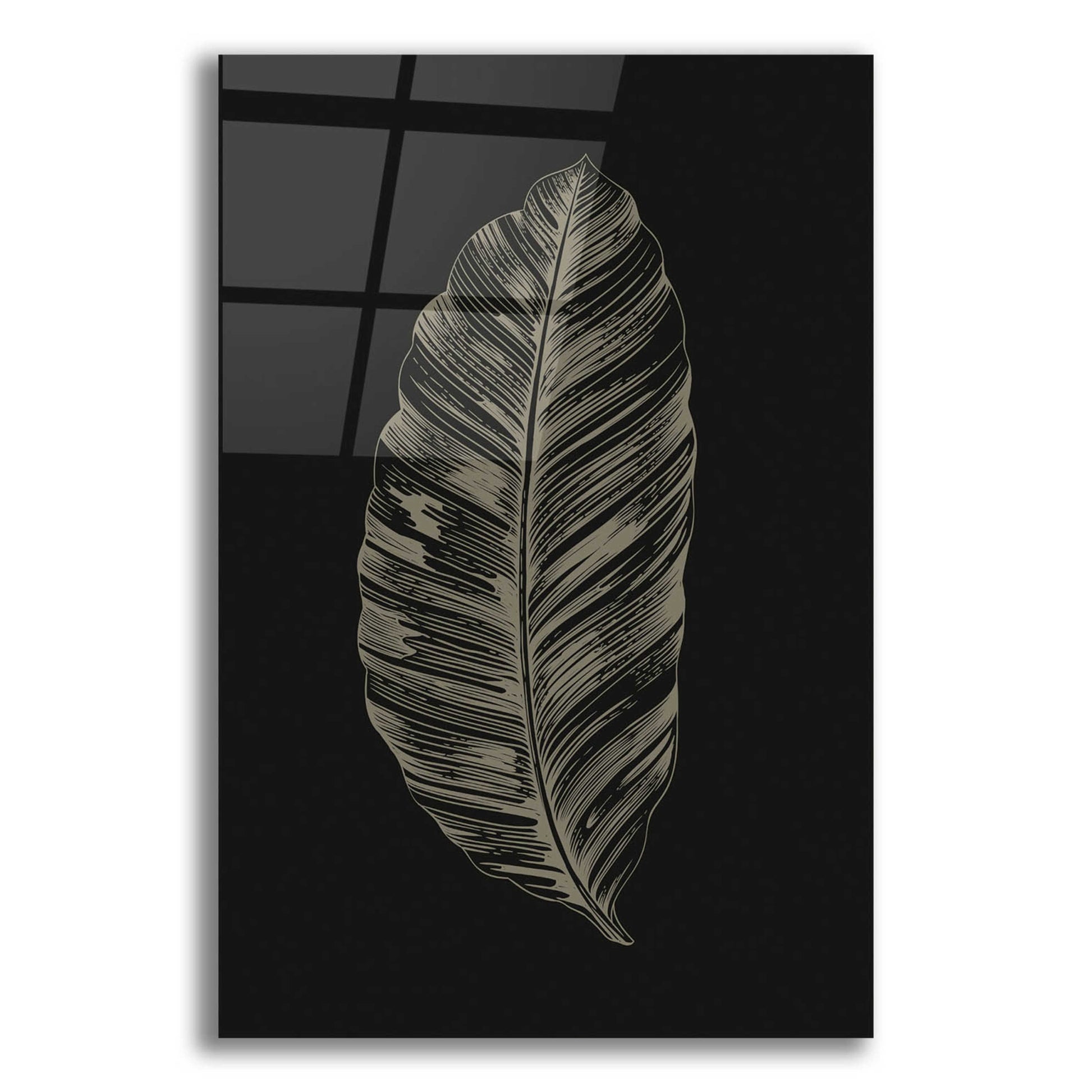 Epic Art 'Black Leaf' by Design Fabrikken, Acrylic Glass Wall Art,12x16