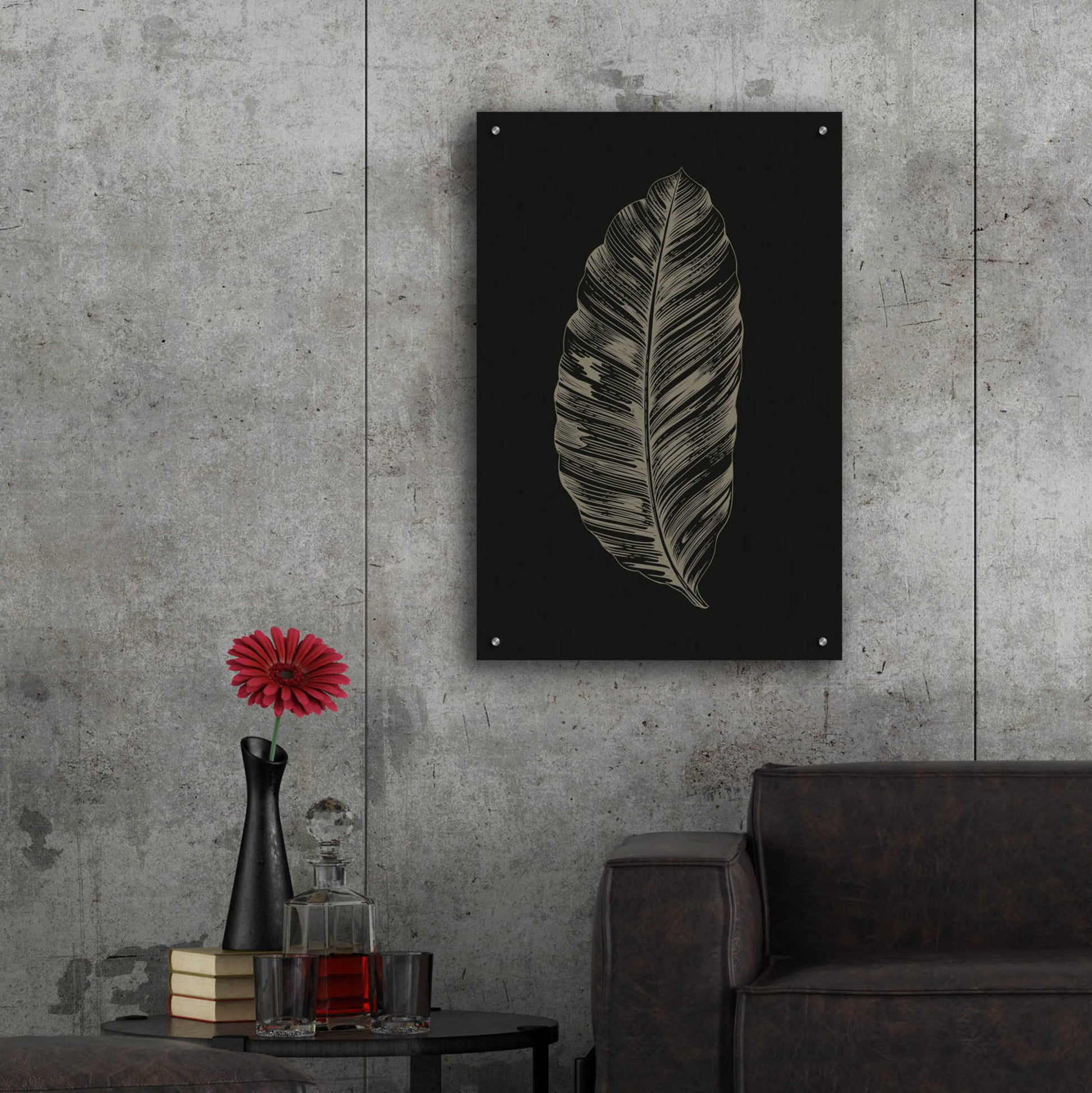 Epic Art 'Black Leaf' by Design Fabrikken, Acrylic Glass Wall Art,24x36