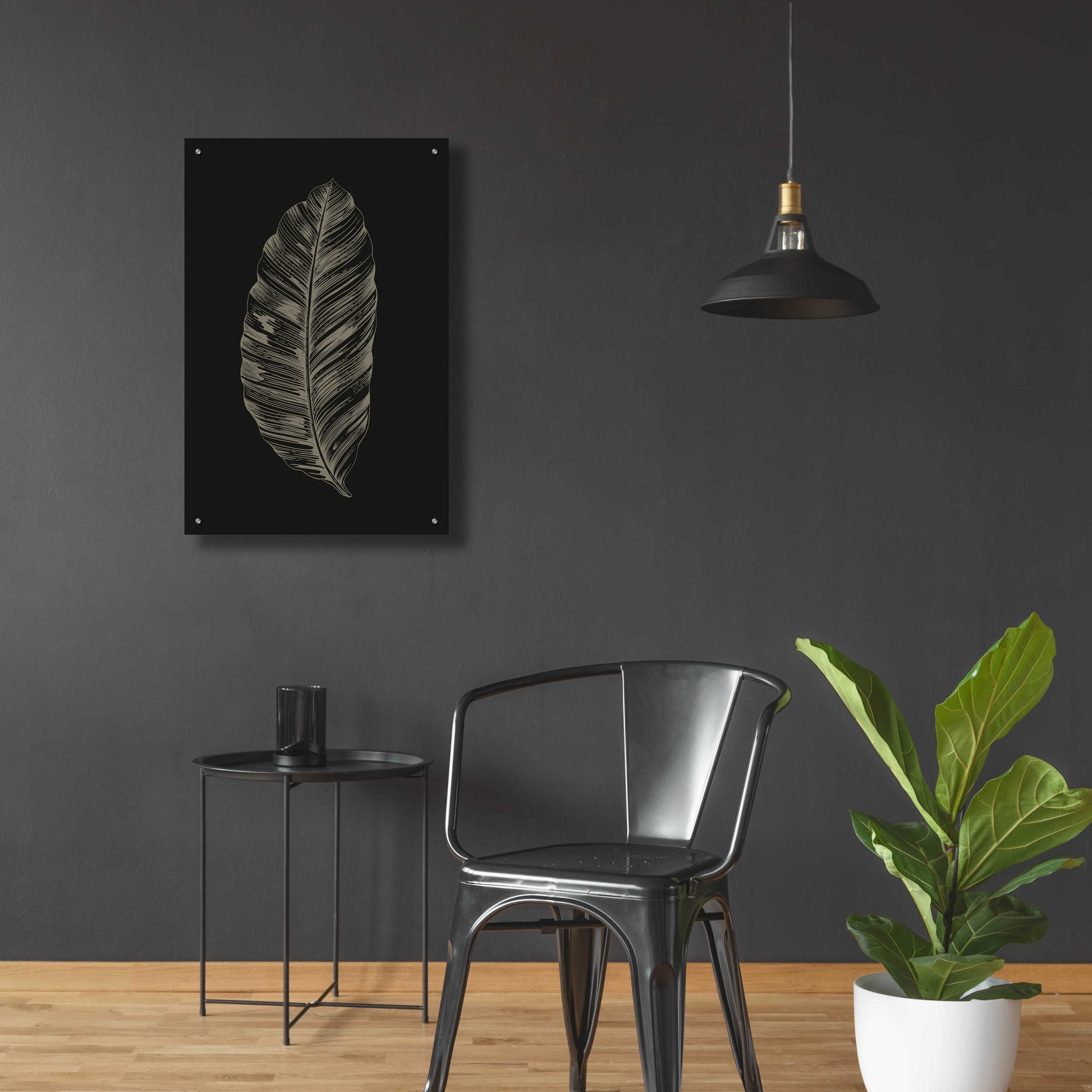 Epic Art 'Black Leaf' by Design Fabrikken, Acrylic Glass Wall Art,24x36