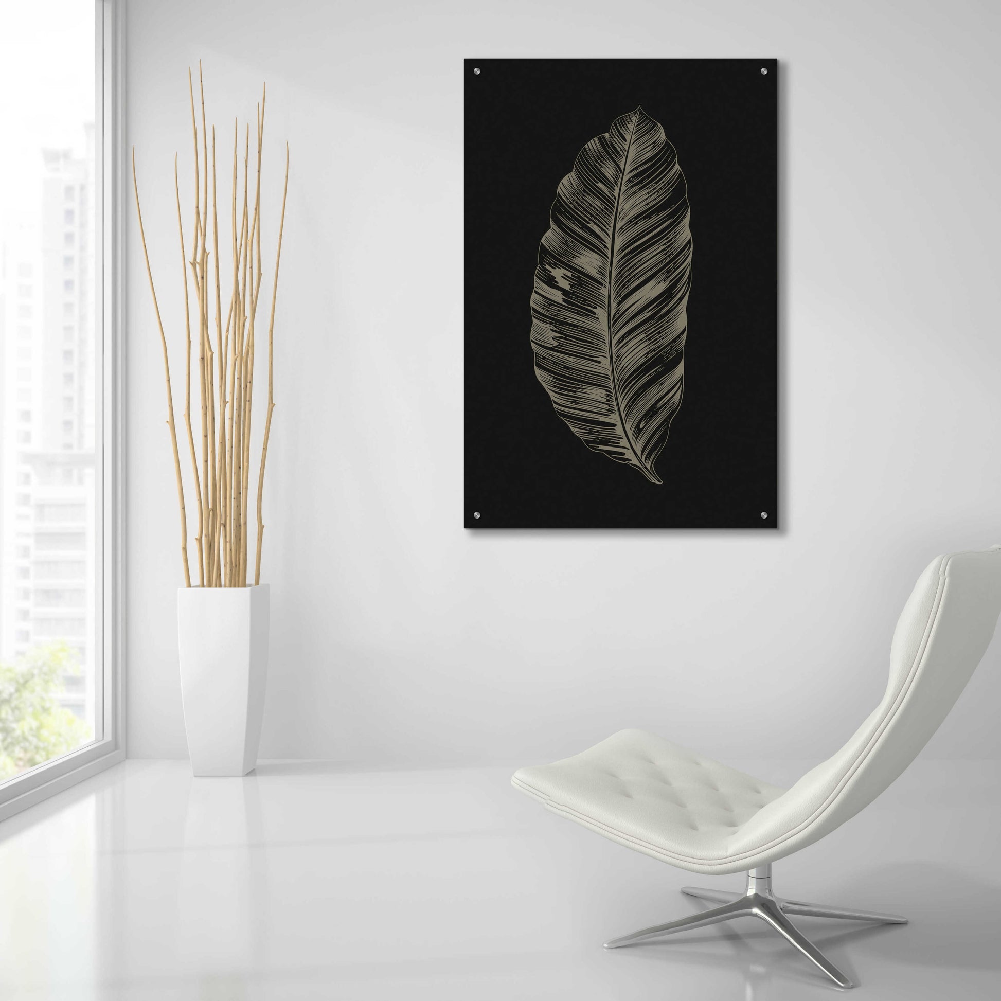 Epic Art 'Black Leaf' by Design Fabrikken, Acrylic Glass Wall Art,24x36