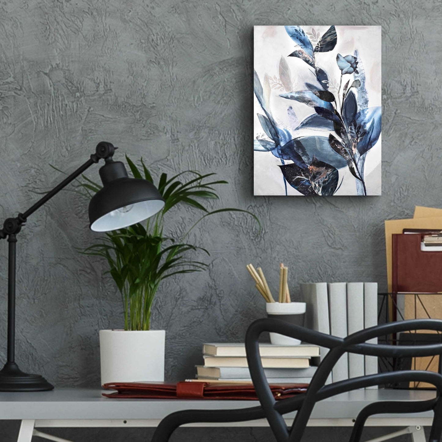 Epic Art 'Blue Leaves' by Design Fabrikken, Acrylic Glass Wall Art,12x16