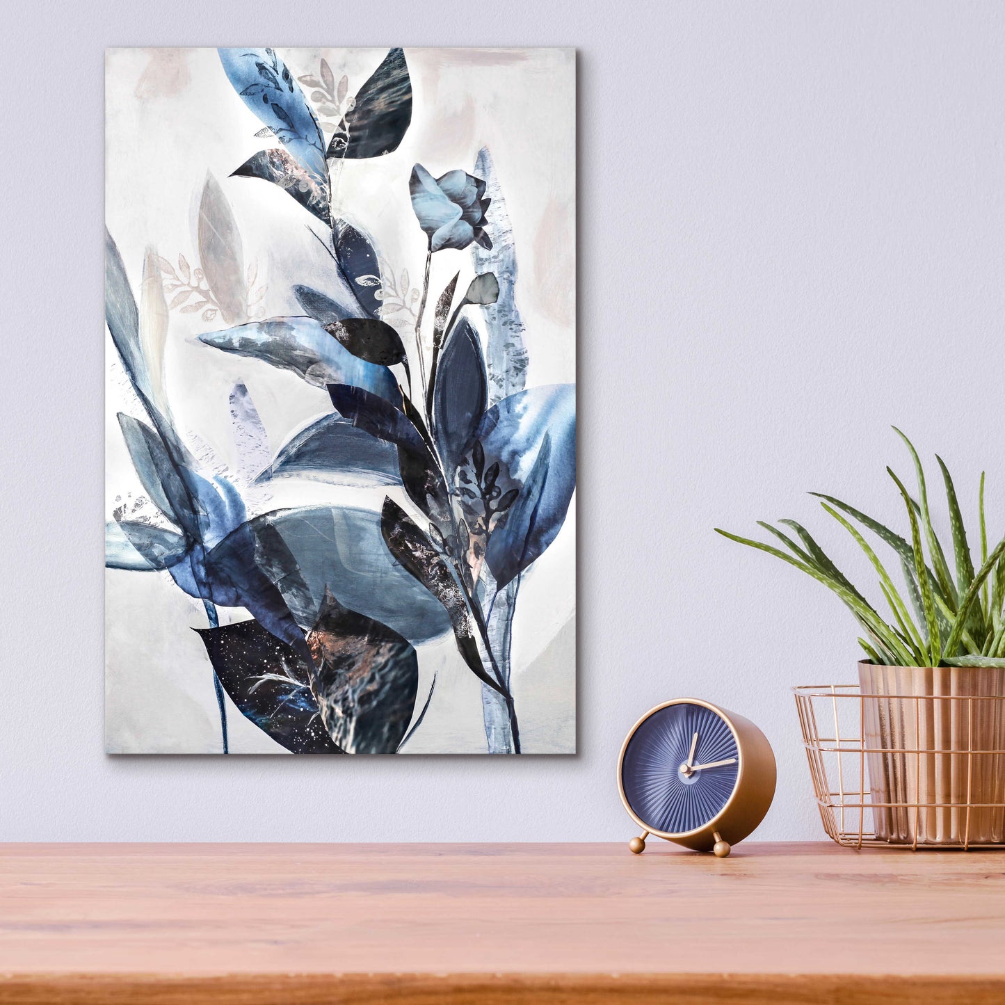 Epic Art 'Blue Leaves' by Design Fabrikken, Acrylic Glass Wall Art,12x16