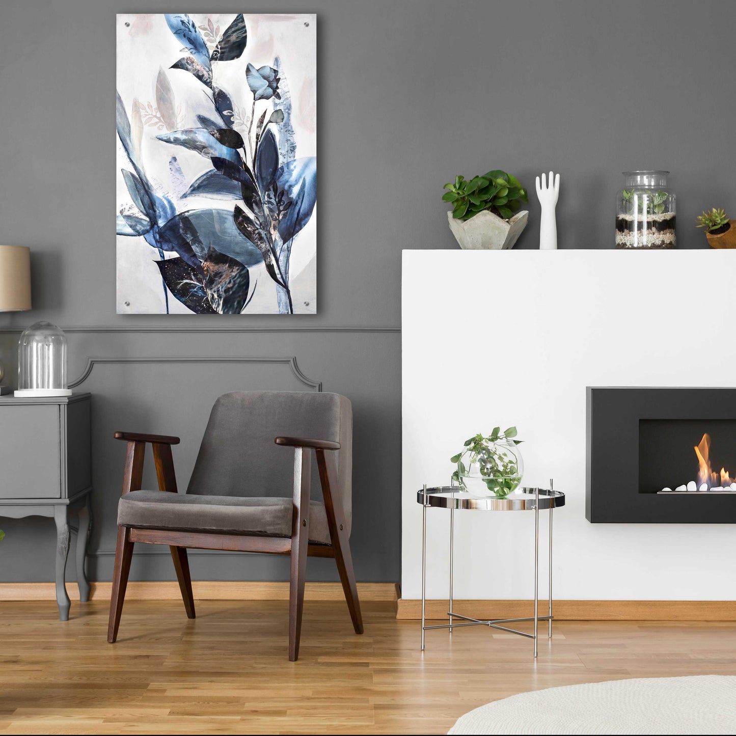 Epic Art 'Blue Leaves' by Design Fabrikken, Acrylic Glass Wall Art,24x36