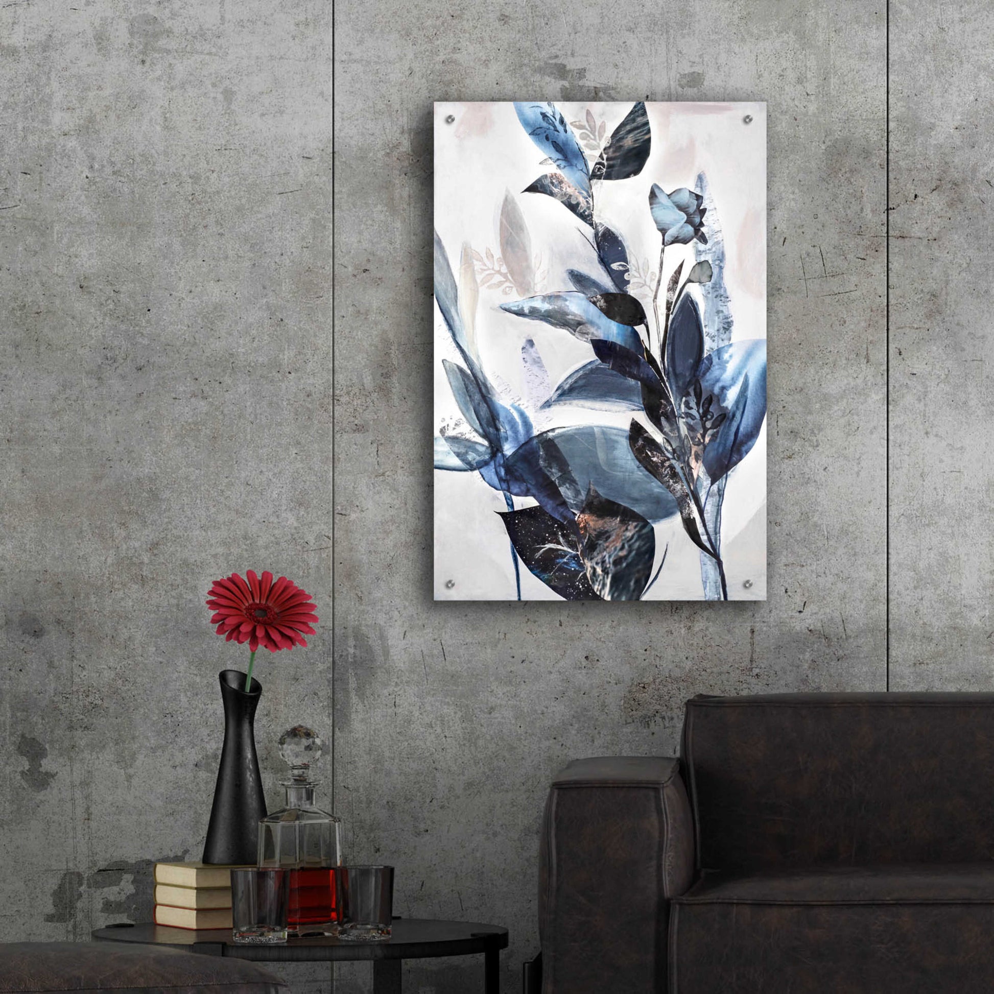 Epic Art 'Blue Leaves' by Design Fabrikken, Acrylic Glass Wall Art,24x36