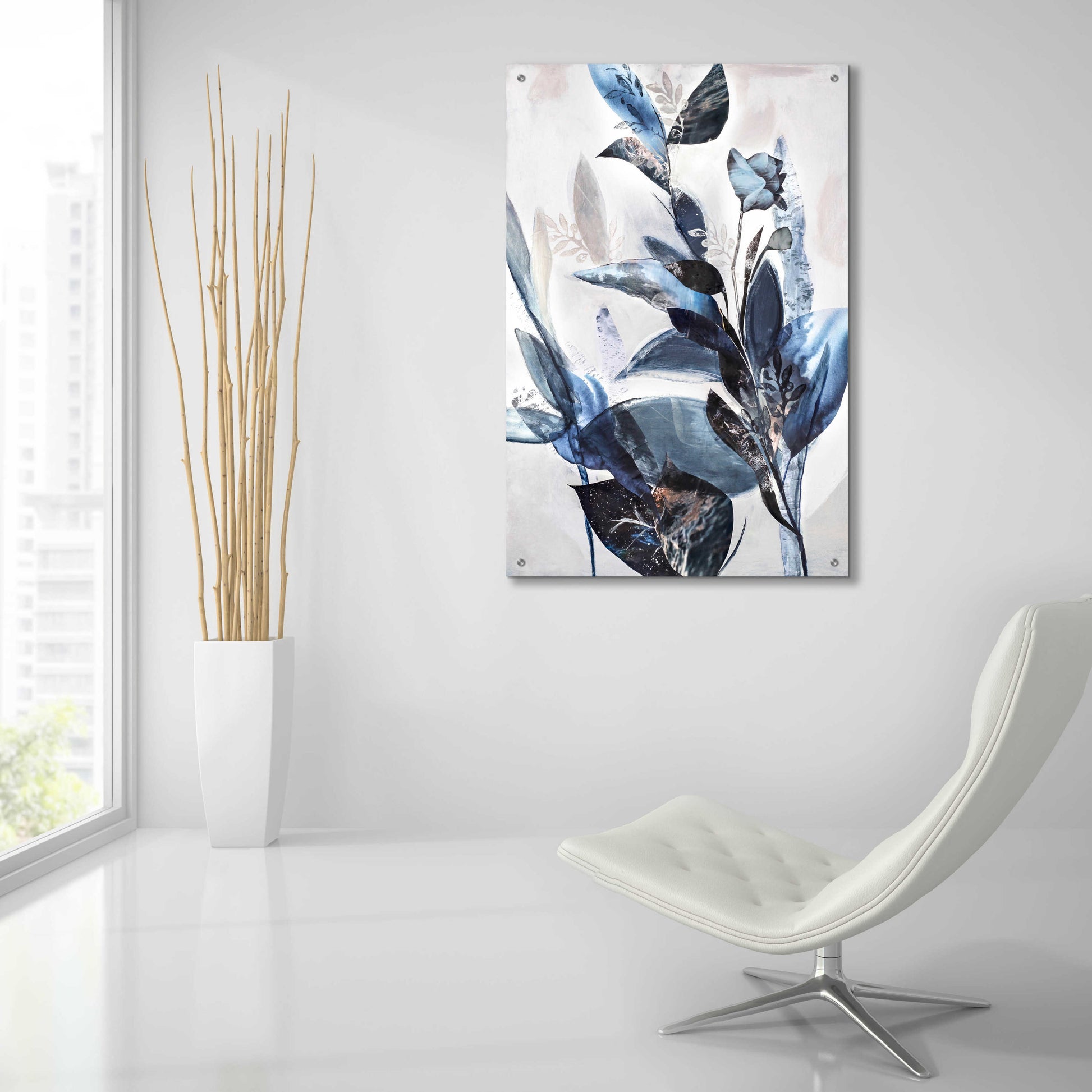 Epic Art 'Blue Leaves' by Design Fabrikken, Acrylic Glass Wall Art,24x36