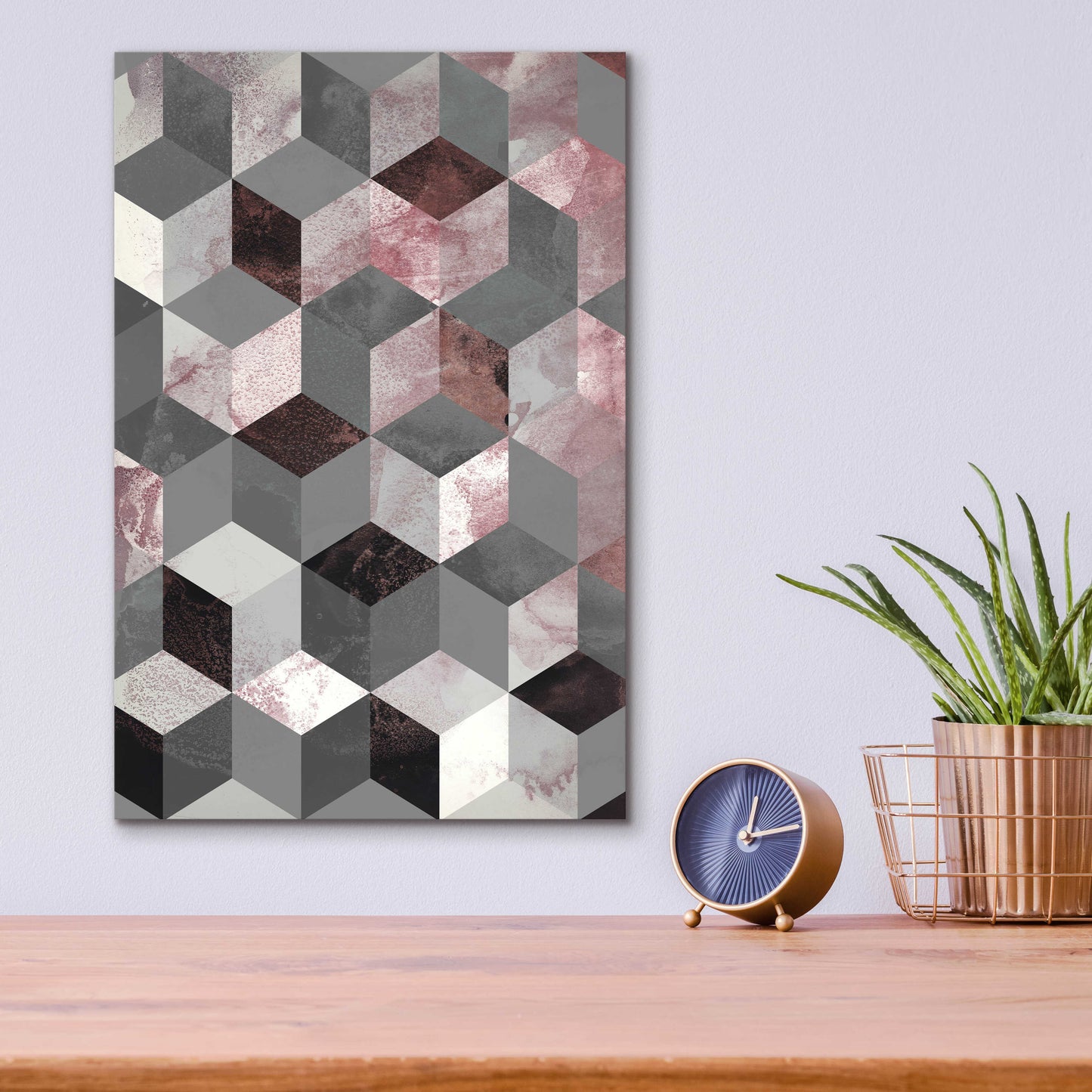 Epic Art 'Cubes Rose' by Design Fabrikken, Acrylic Glass Wall Art,12x16