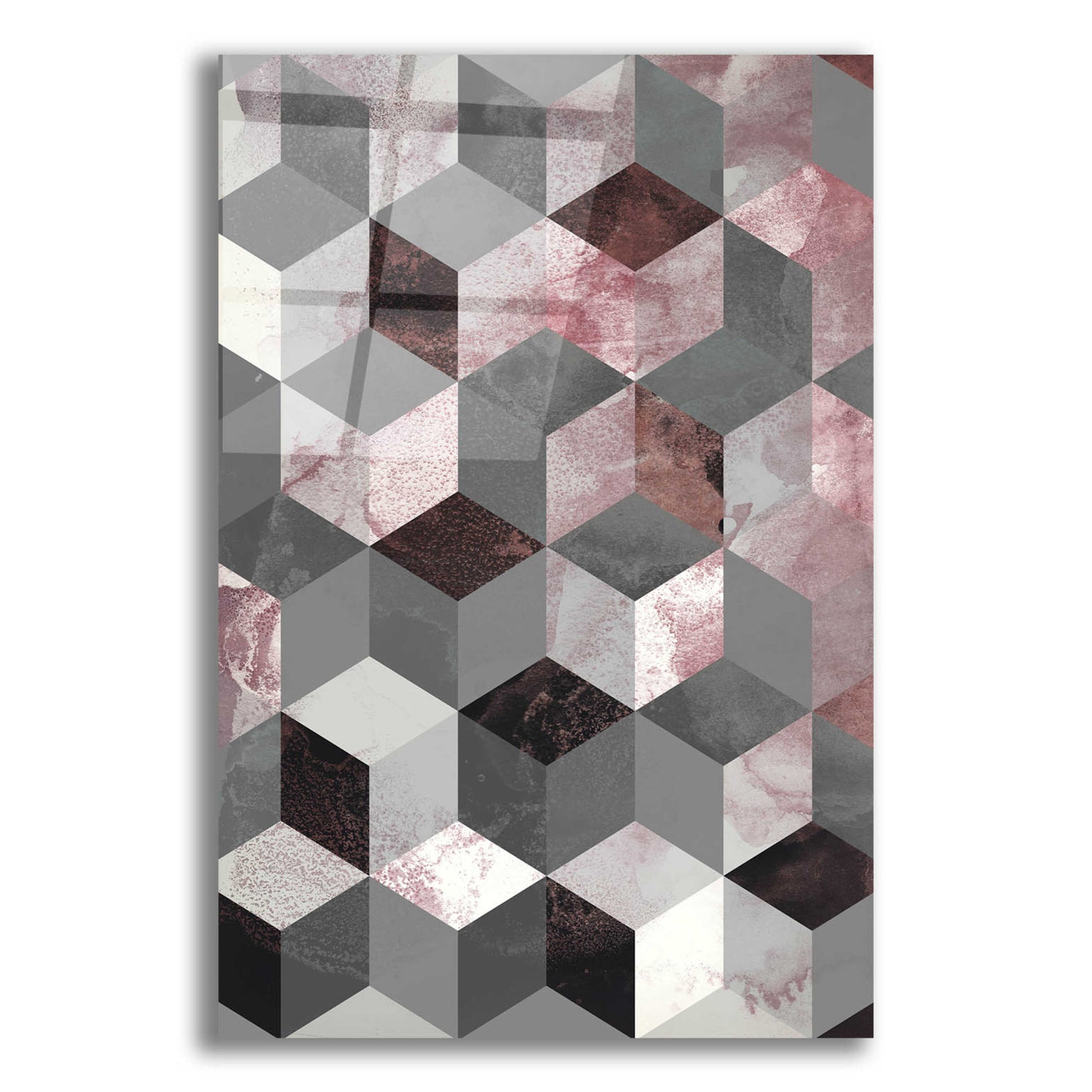 Epic Art 'Cubes Rose' by Design Fabrikken, Acrylic Glass Wall Art,12x16