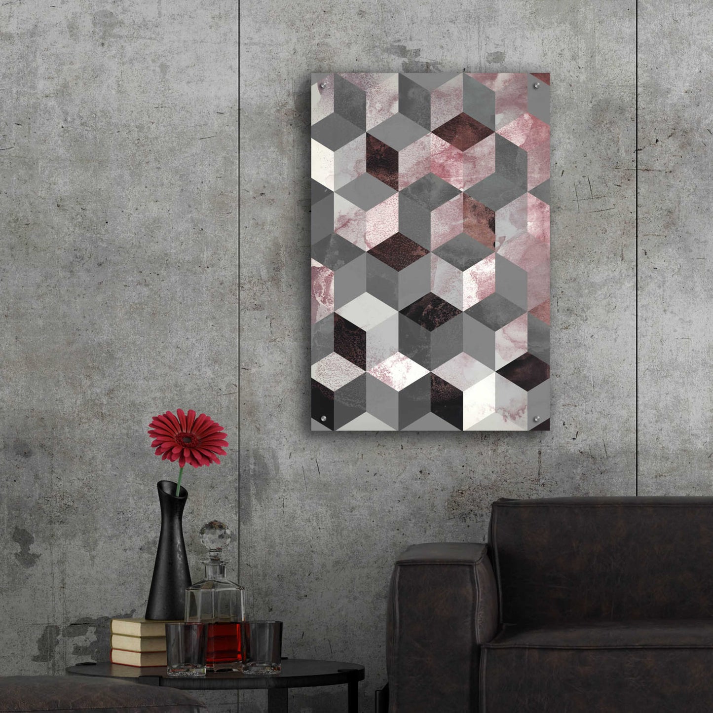 Epic Art 'Cubes Rose' by Design Fabrikken, Acrylic Glass Wall Art,24x36