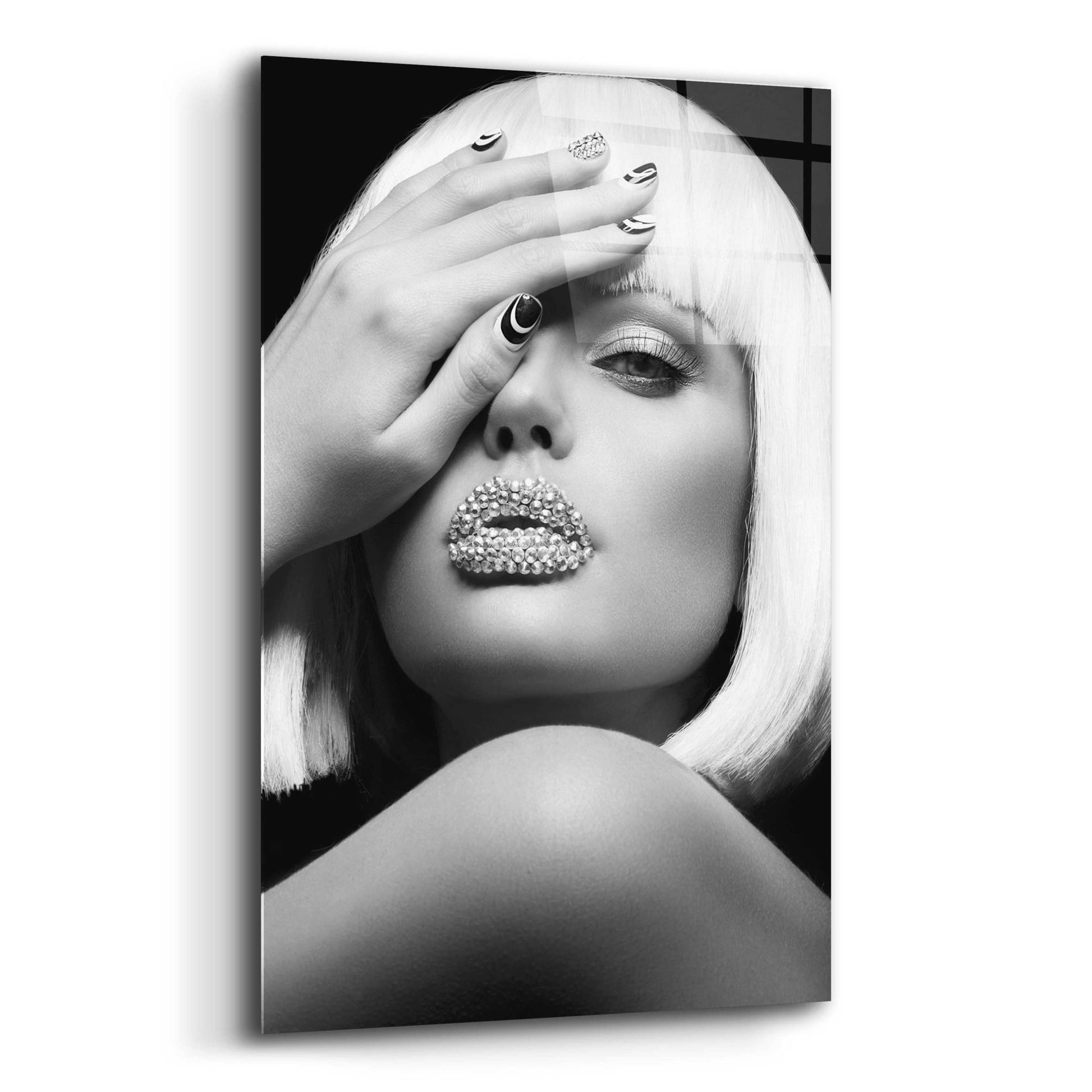 Epic Art 'Diamond Lips BW' by Design Fabrikken, Acrylic Glass Wall Art,12x16