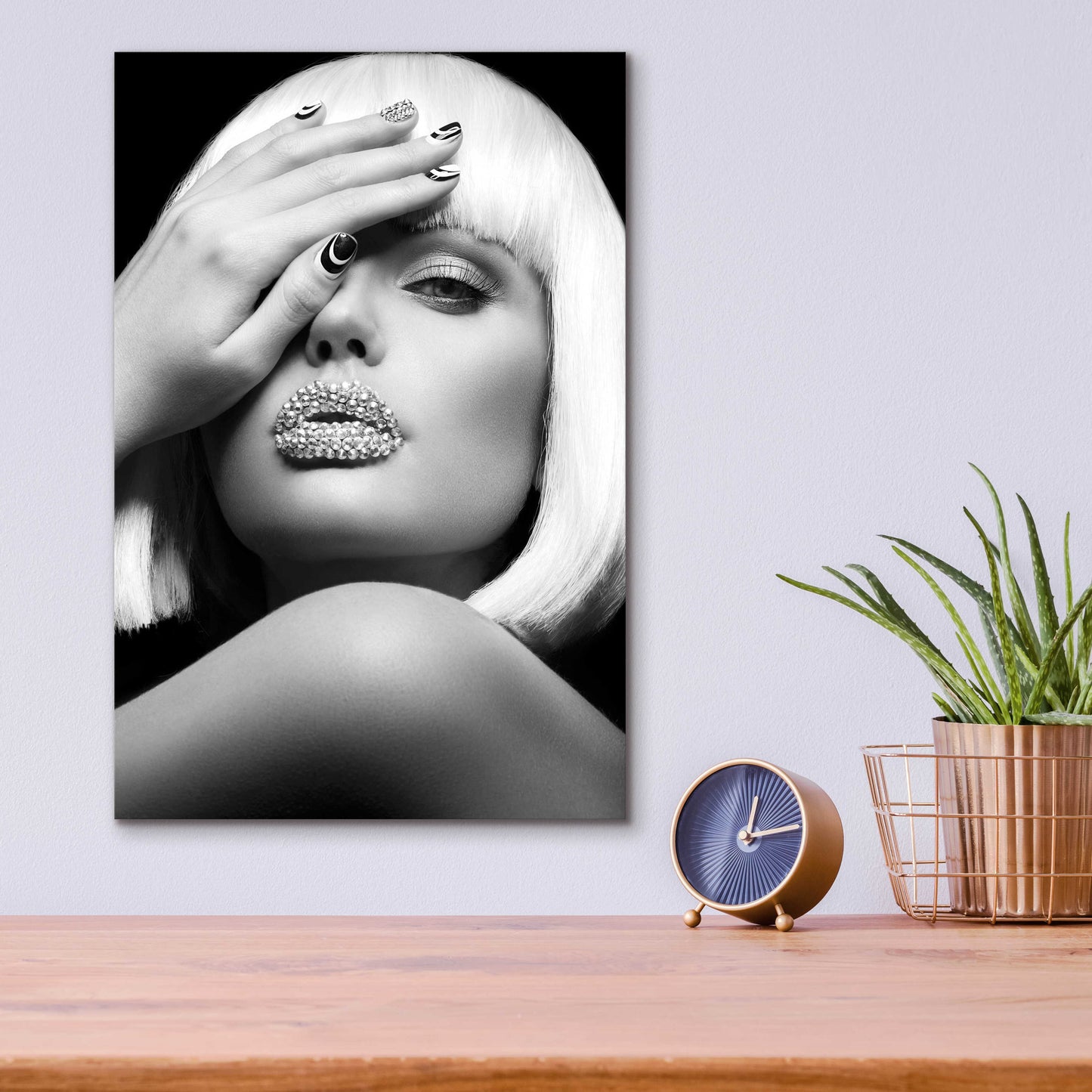 Epic Art 'Diamond Lips BW' by Design Fabrikken, Acrylic Glass Wall Art,12x16