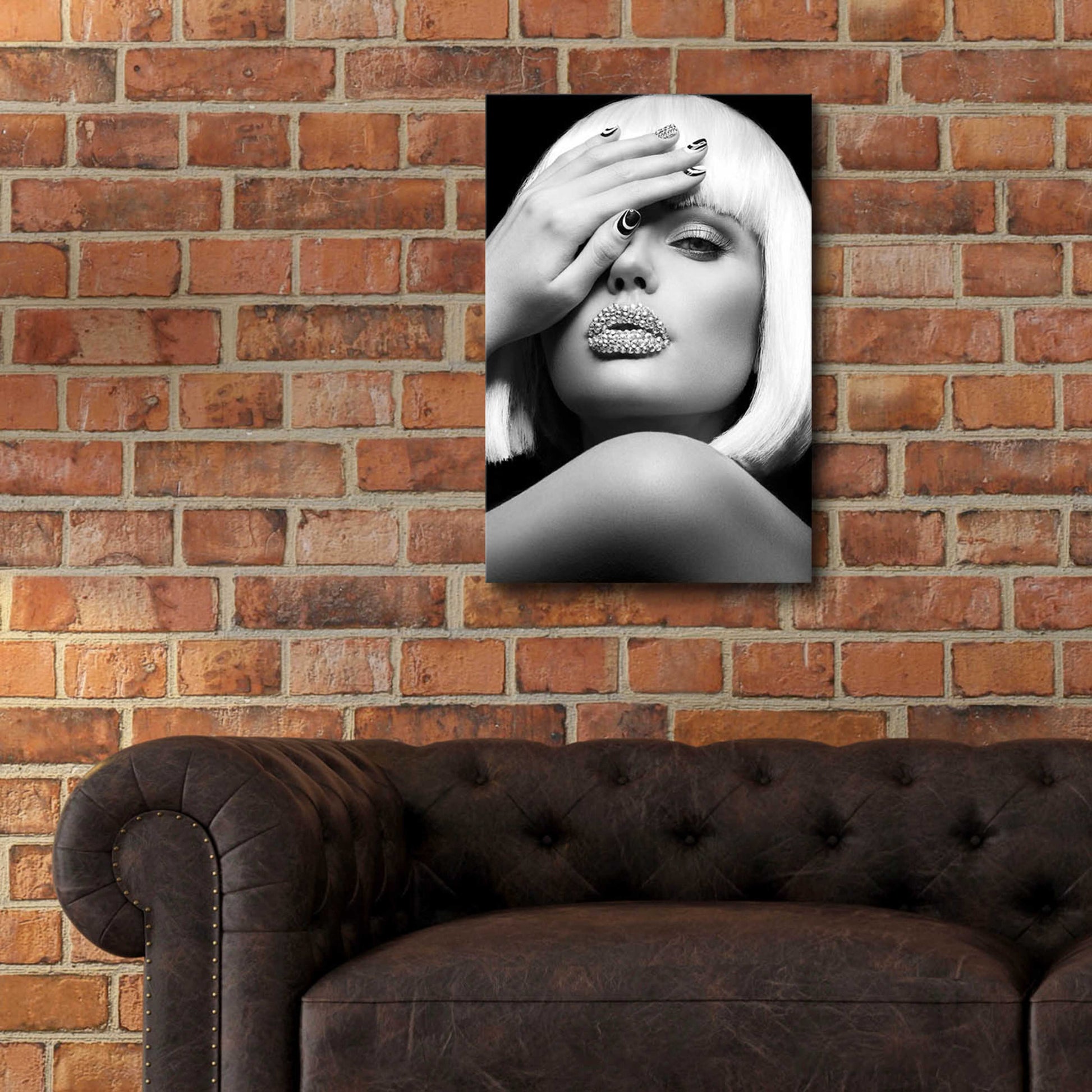 Epic Art 'Diamond Lips BW' by Design Fabrikken, Acrylic Glass Wall Art,16x24