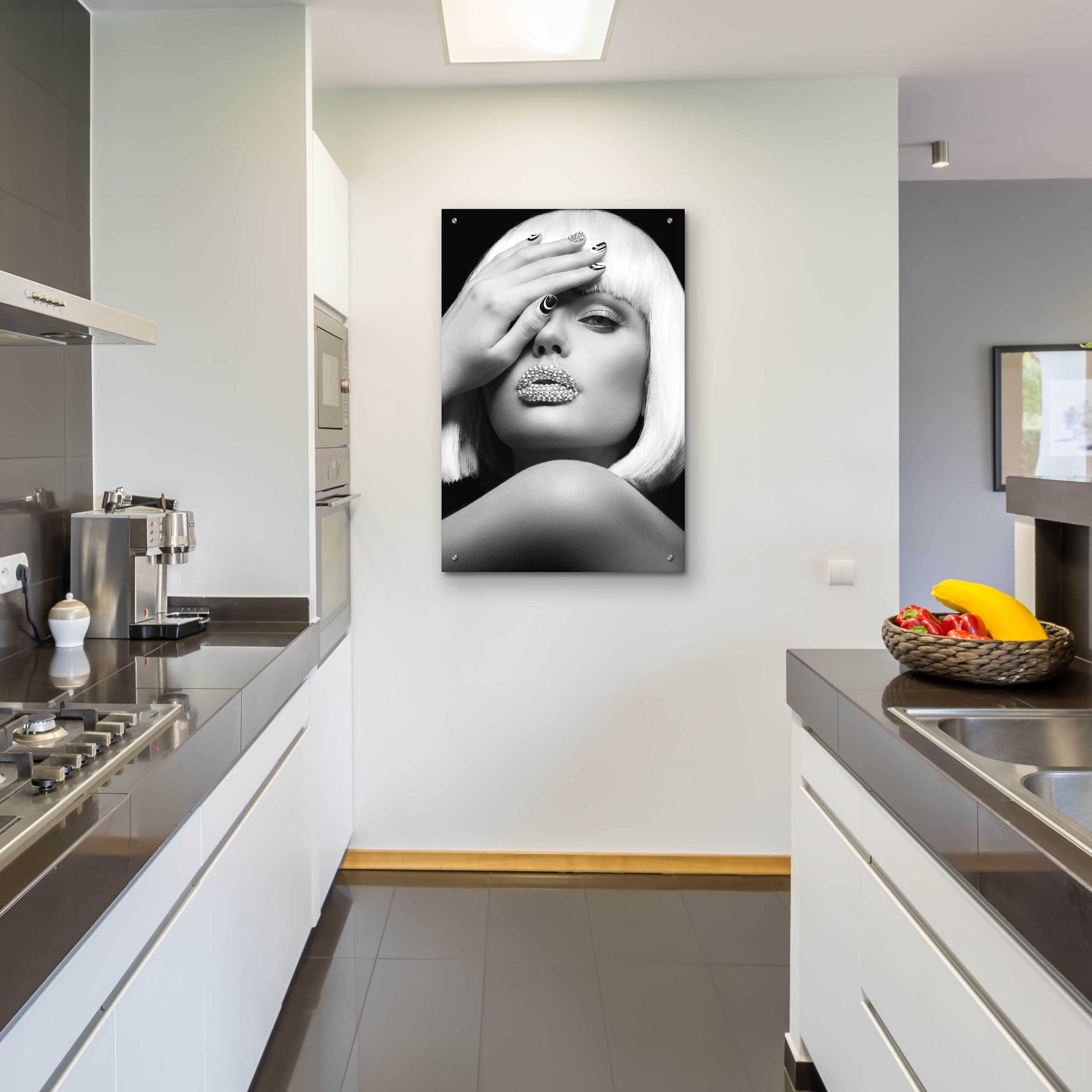 Epic Art 'Diamond Lips BW' by Design Fabrikken, Acrylic Glass Wall Art,24x36