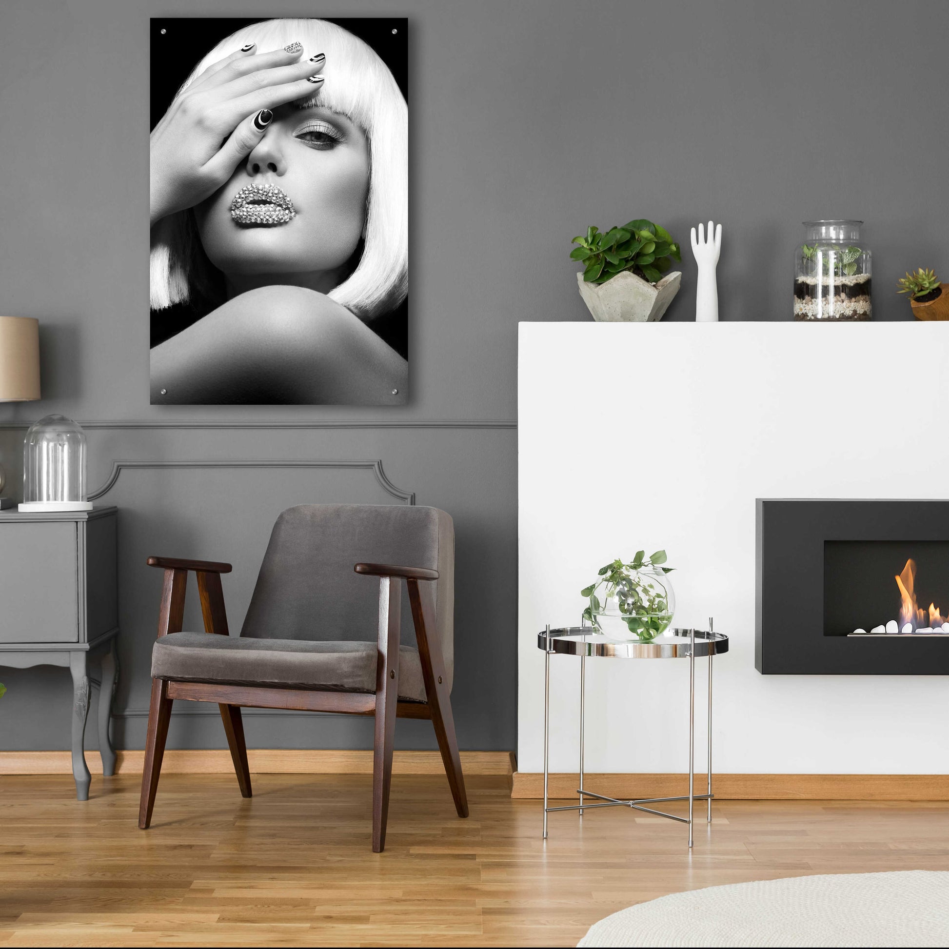 Epic Art 'Diamond Lips BW' by Design Fabrikken, Acrylic Glass Wall Art,24x36