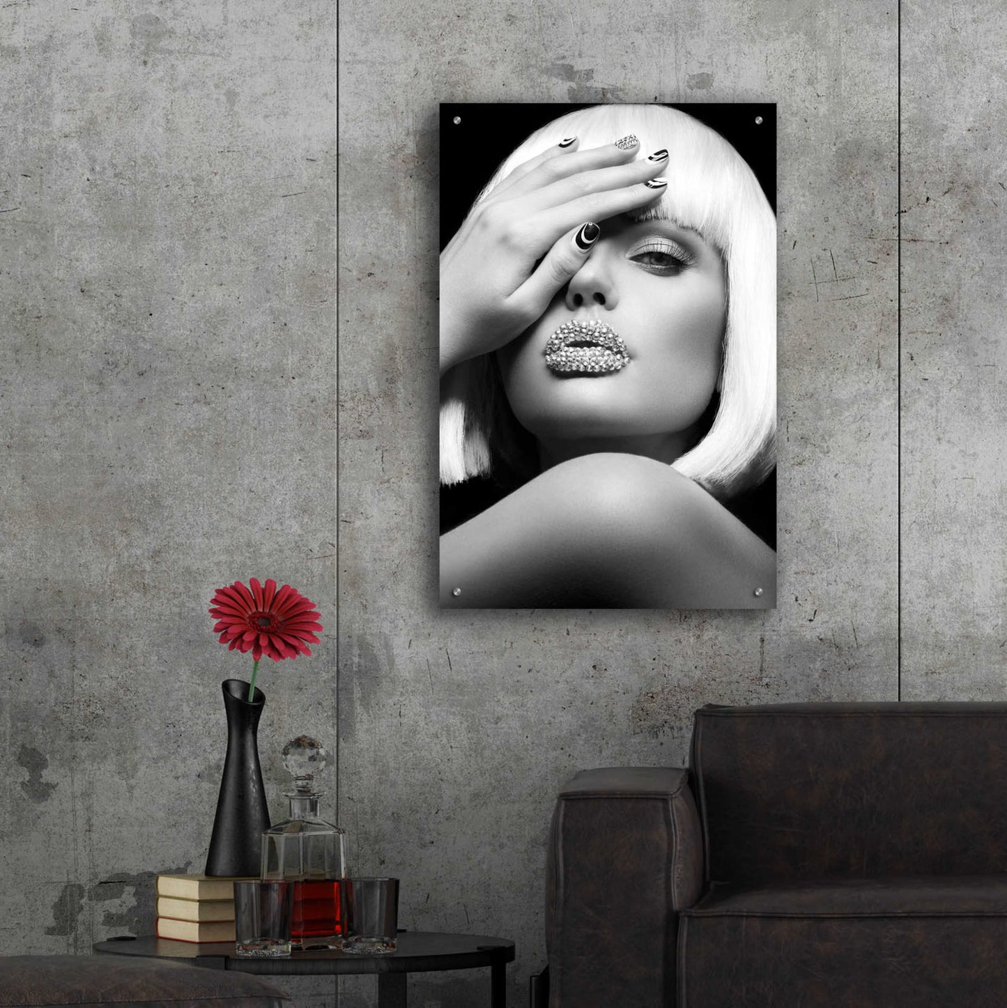 Epic Art 'Diamond Lips BW' by Design Fabrikken, Acrylic Glass Wall Art,24x36