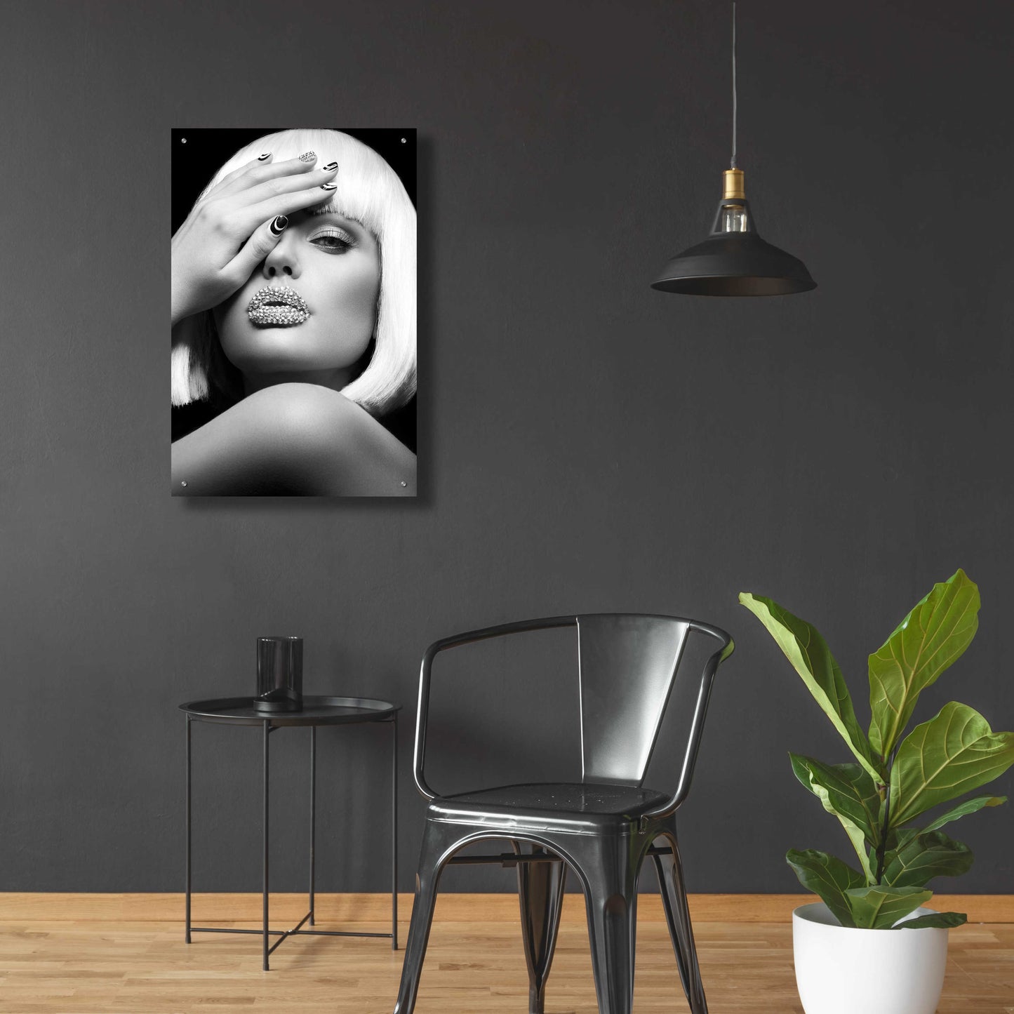 Epic Art 'Diamond Lips BW' by Design Fabrikken, Acrylic Glass Wall Art,24x36