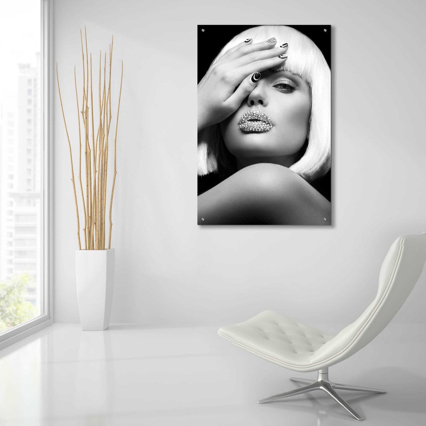 Epic Art 'Diamond Lips BW' by Design Fabrikken, Acrylic Glass Wall Art,24x36