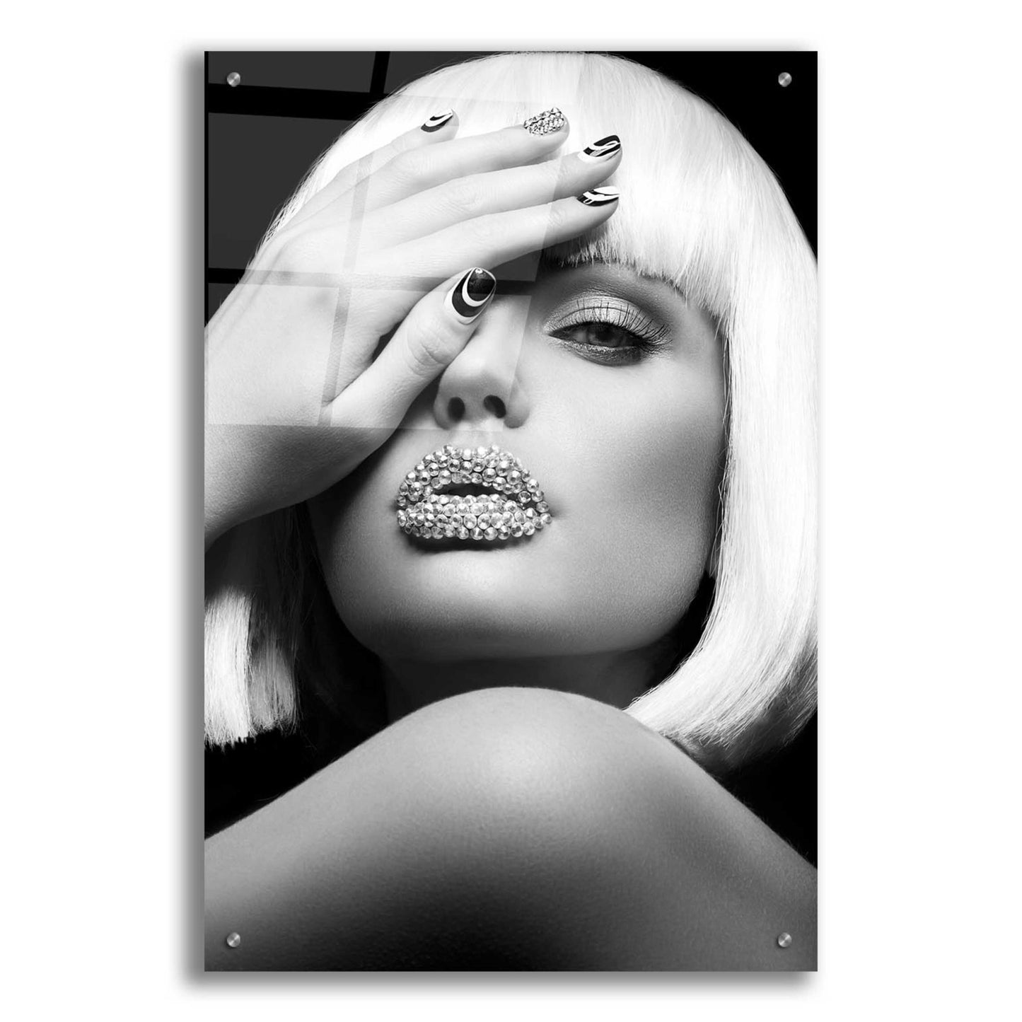 Epic Art 'Diamond Lips BW' by Design Fabrikken, Acrylic Glass Wall Art,24x36