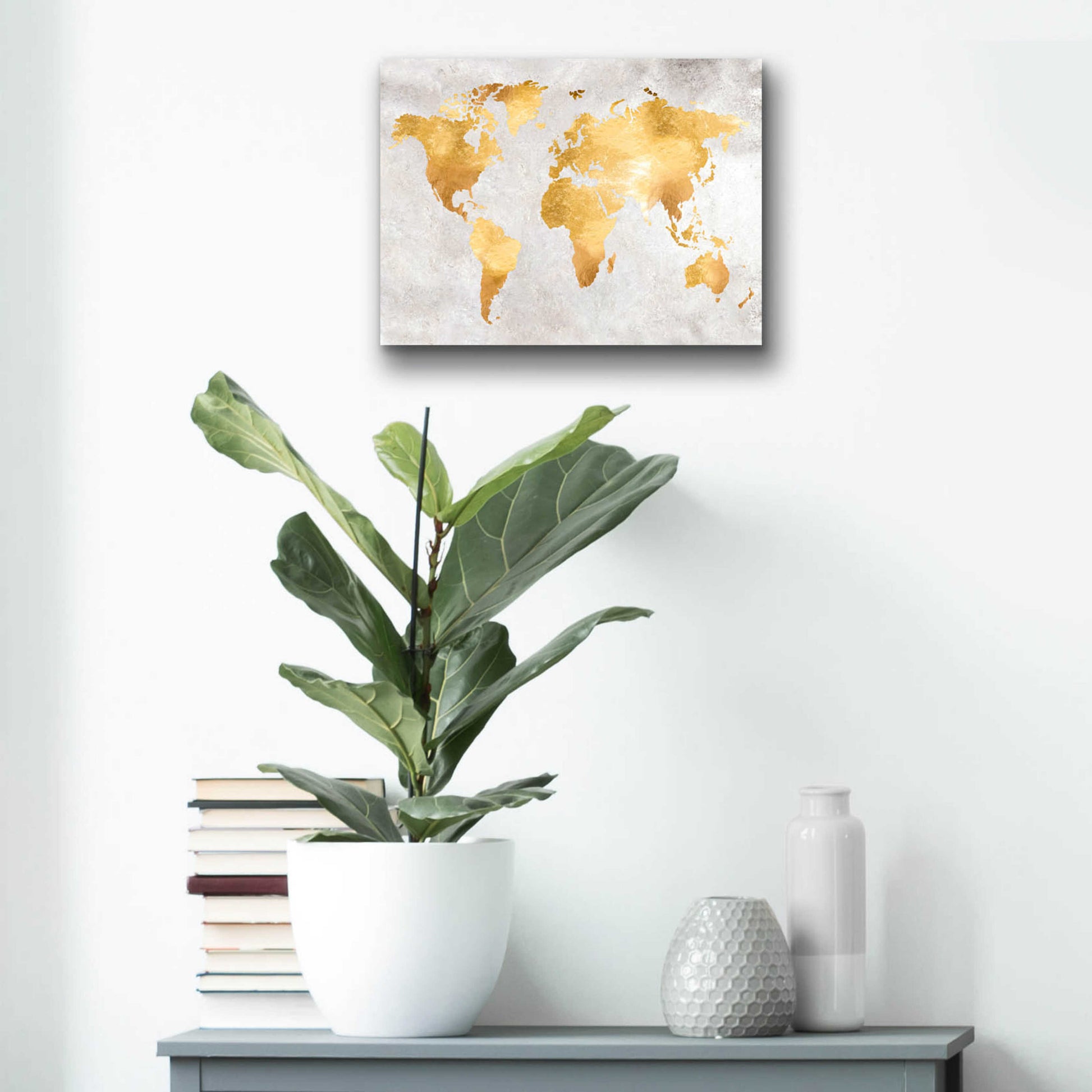 Epic Art 'Gold World' by Design Fabrikken, Acrylic Glass Wall Art,16x12