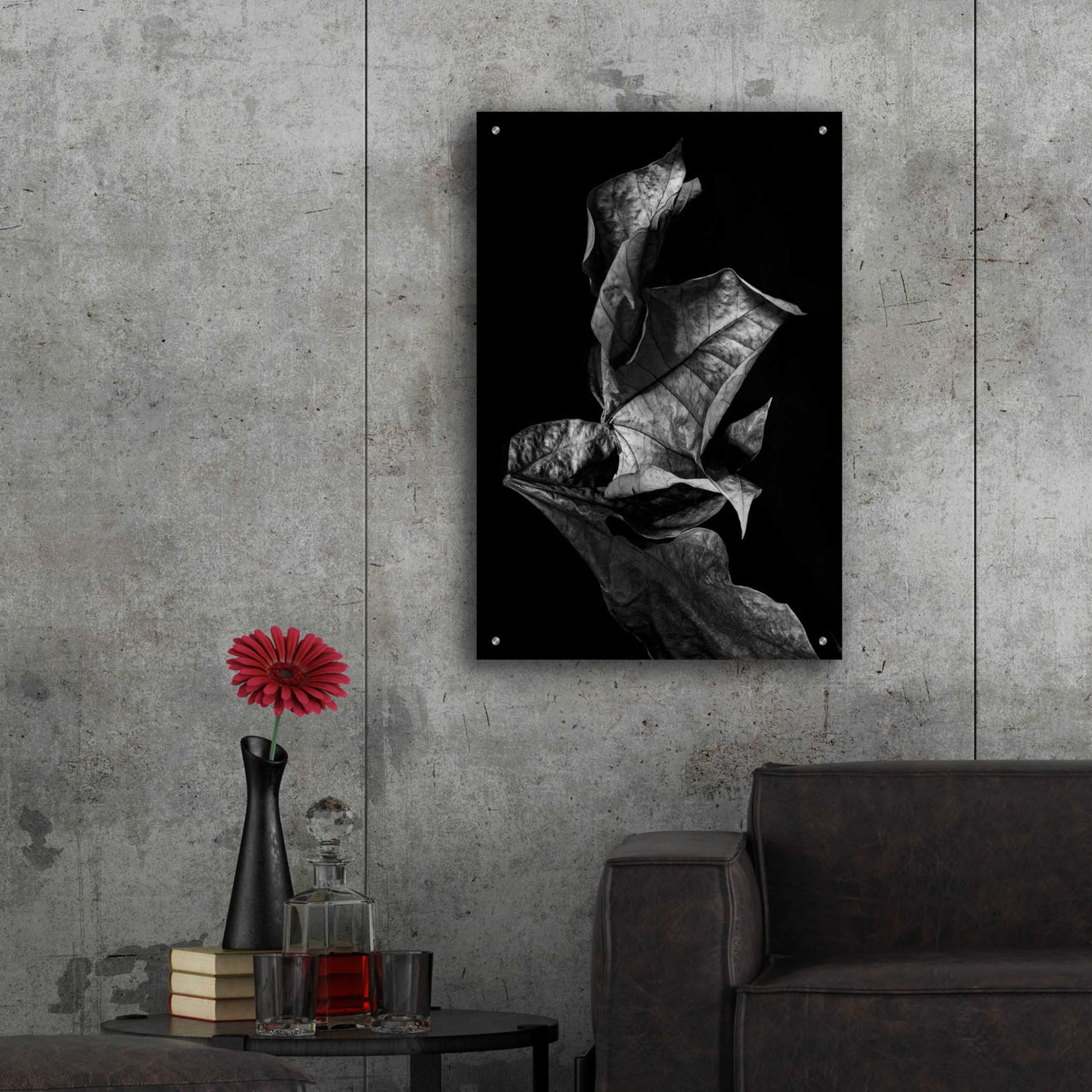 Epic Art 'Leaf Composition Dark' by Design Fabrikken, Acrylic Glass Wall Art,24x36