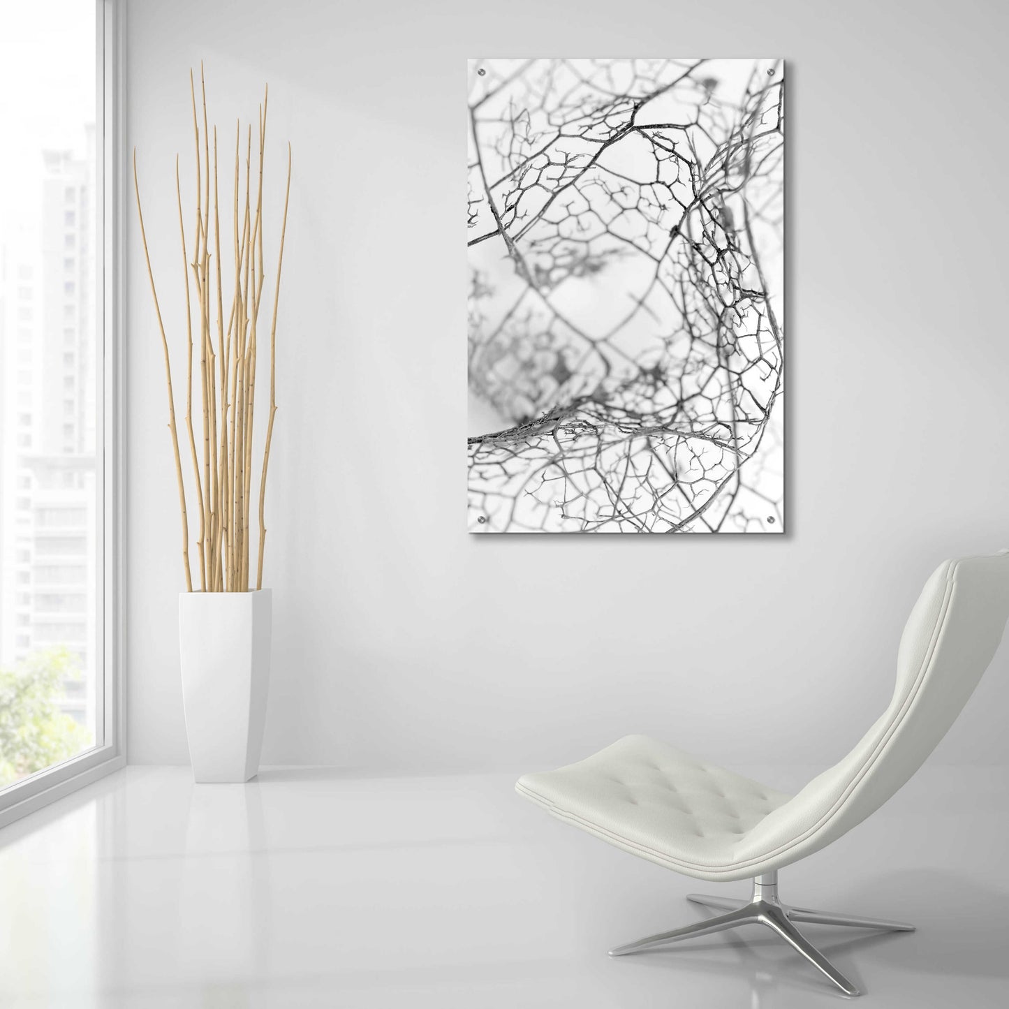 Epic Art 'Leaf Skeleton BW' by Design Fabrikken, Acrylic Glass Wall Art,24x36