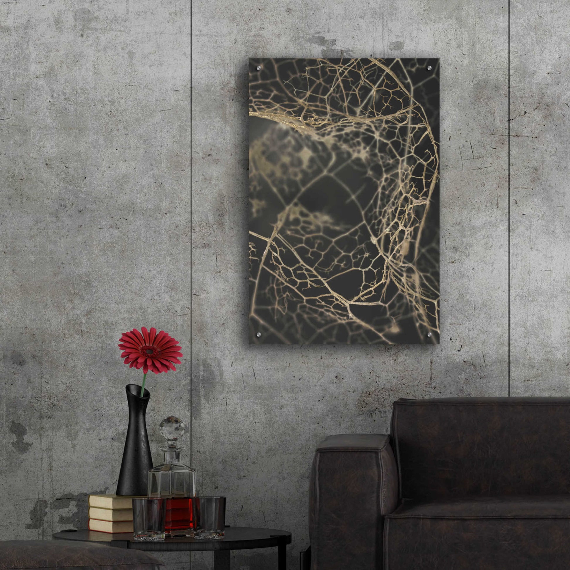 Epic Art 'Leaf Skeleton Dark' by Design Fabrikken, Acrylic Glass Wall Art,24x36