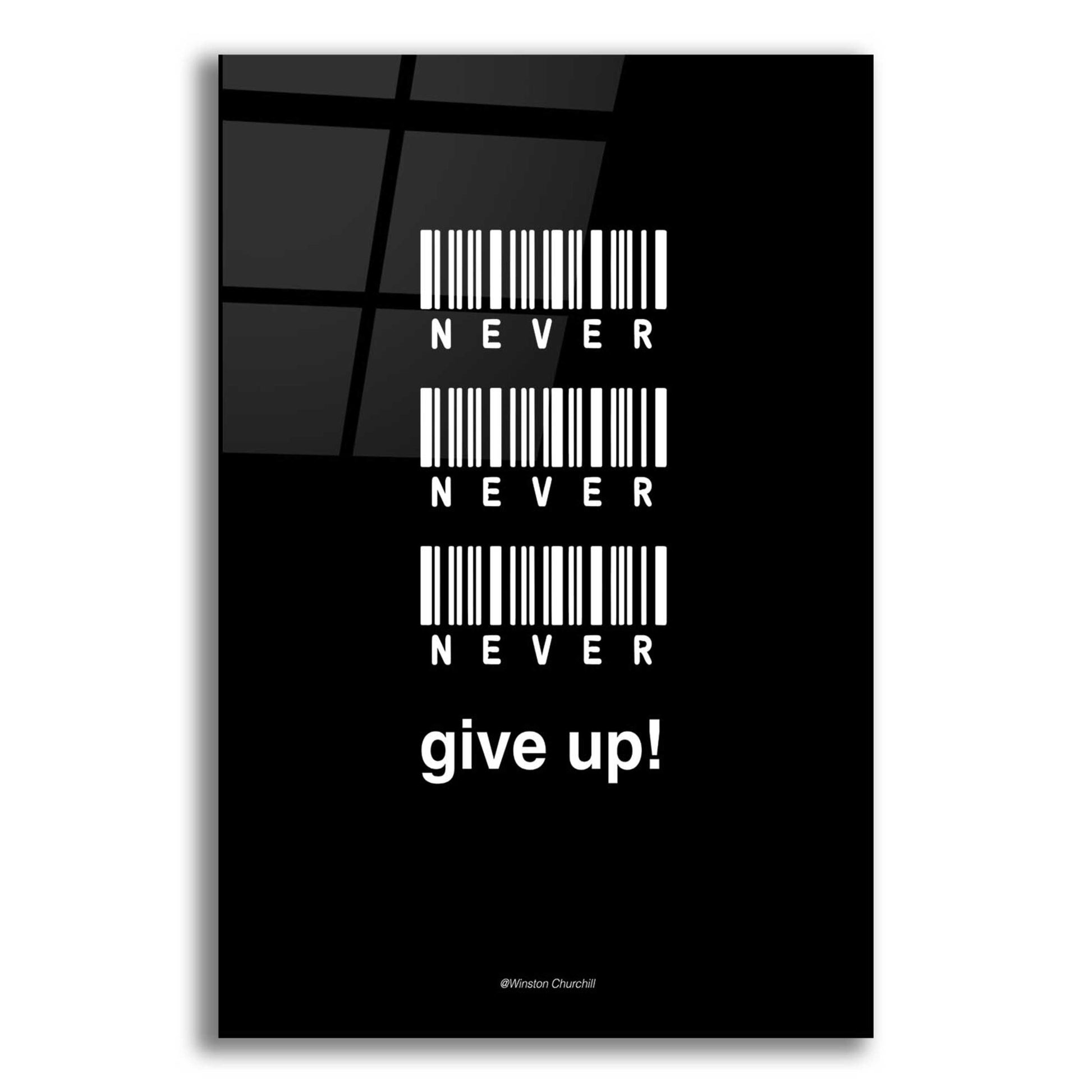 Epic Art 'Never Give Up' by Design Fabrikken, Acrylic Glass Wall Art,12x16