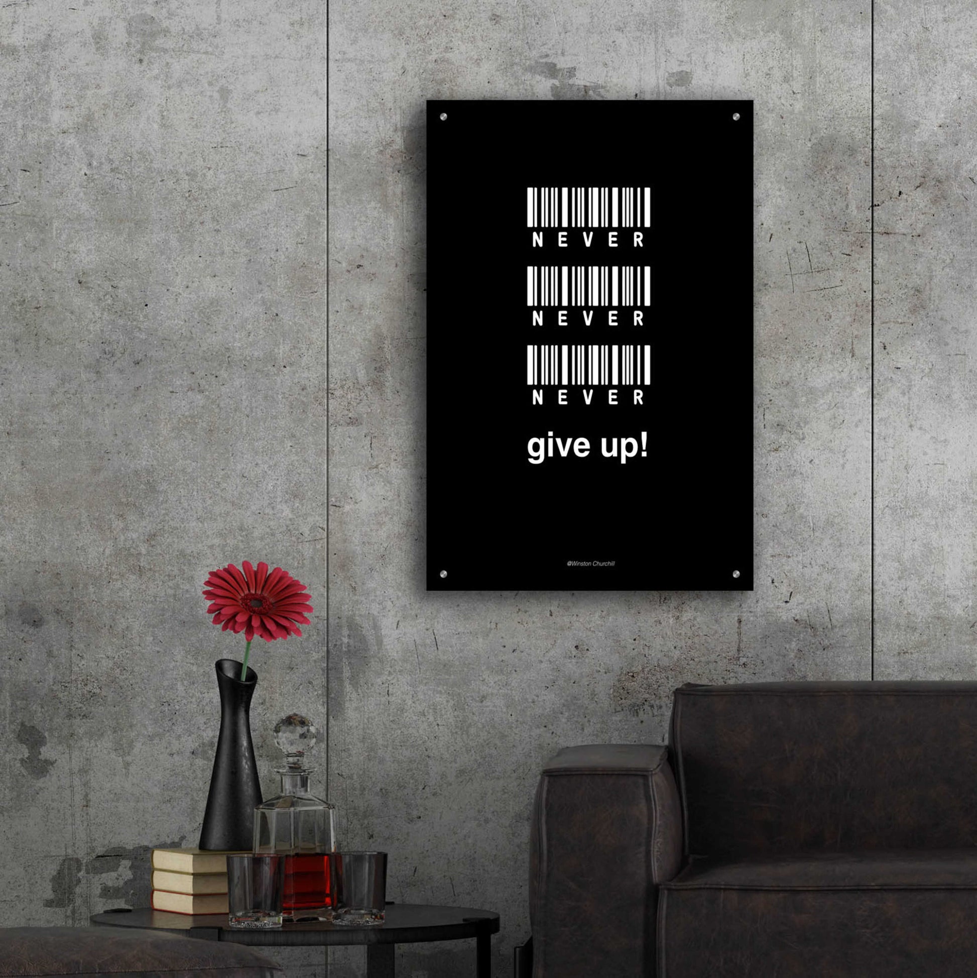 Epic Art 'Never Give Up' by Design Fabrikken, Acrylic Glass Wall Art,24x36