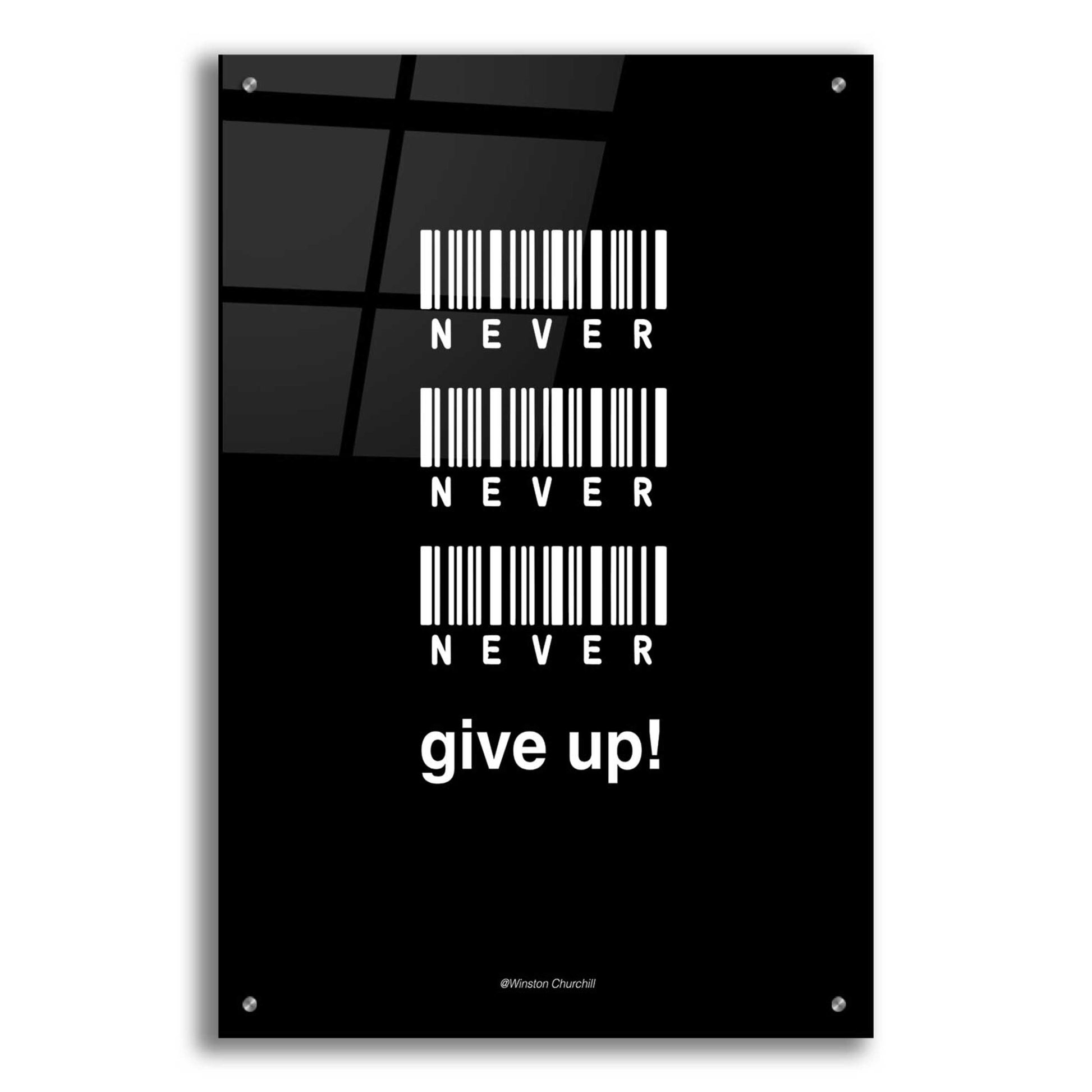 Epic Art 'Never Give Up' by Design Fabrikken, Acrylic Glass Wall Art,24x36