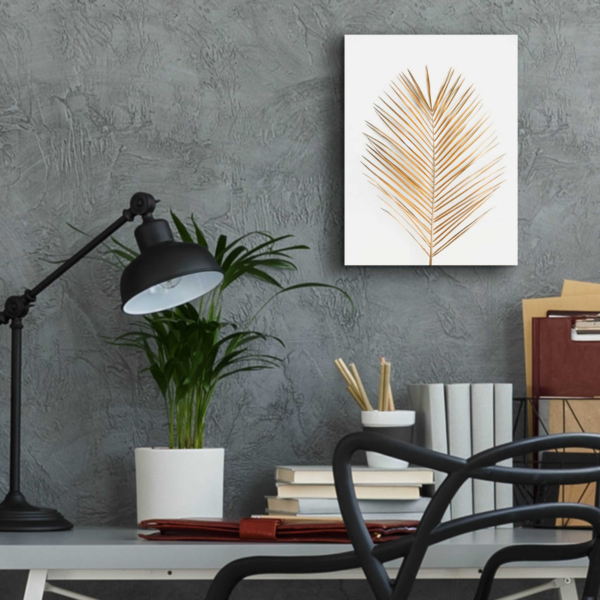 Epic Art 'Palm Leaf Gold' by Design Fabrikken, Acrylic Glass Wall Art,12x16