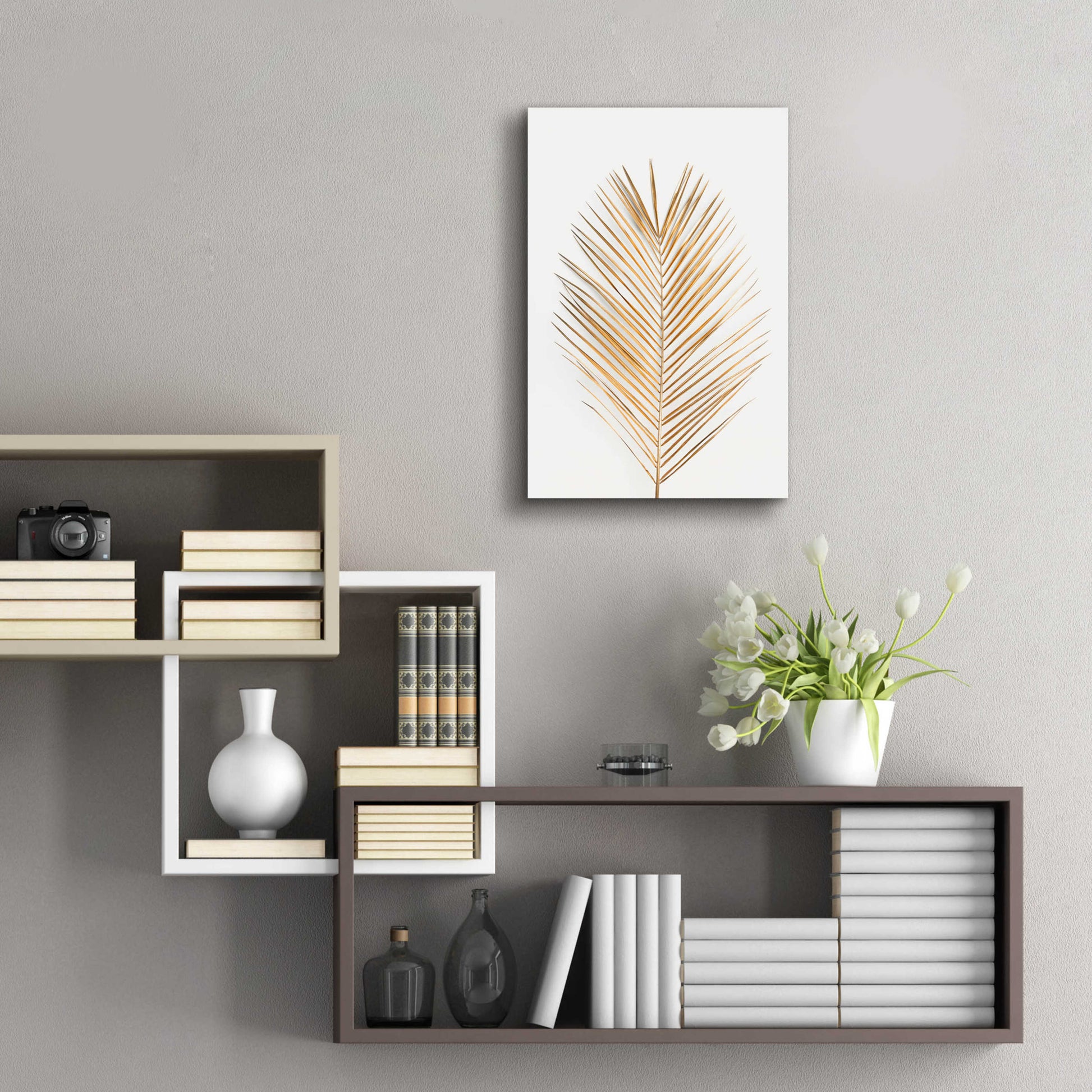 Epic Art 'Palm Leaf Gold' by Design Fabrikken, Acrylic Glass Wall Art,16x24