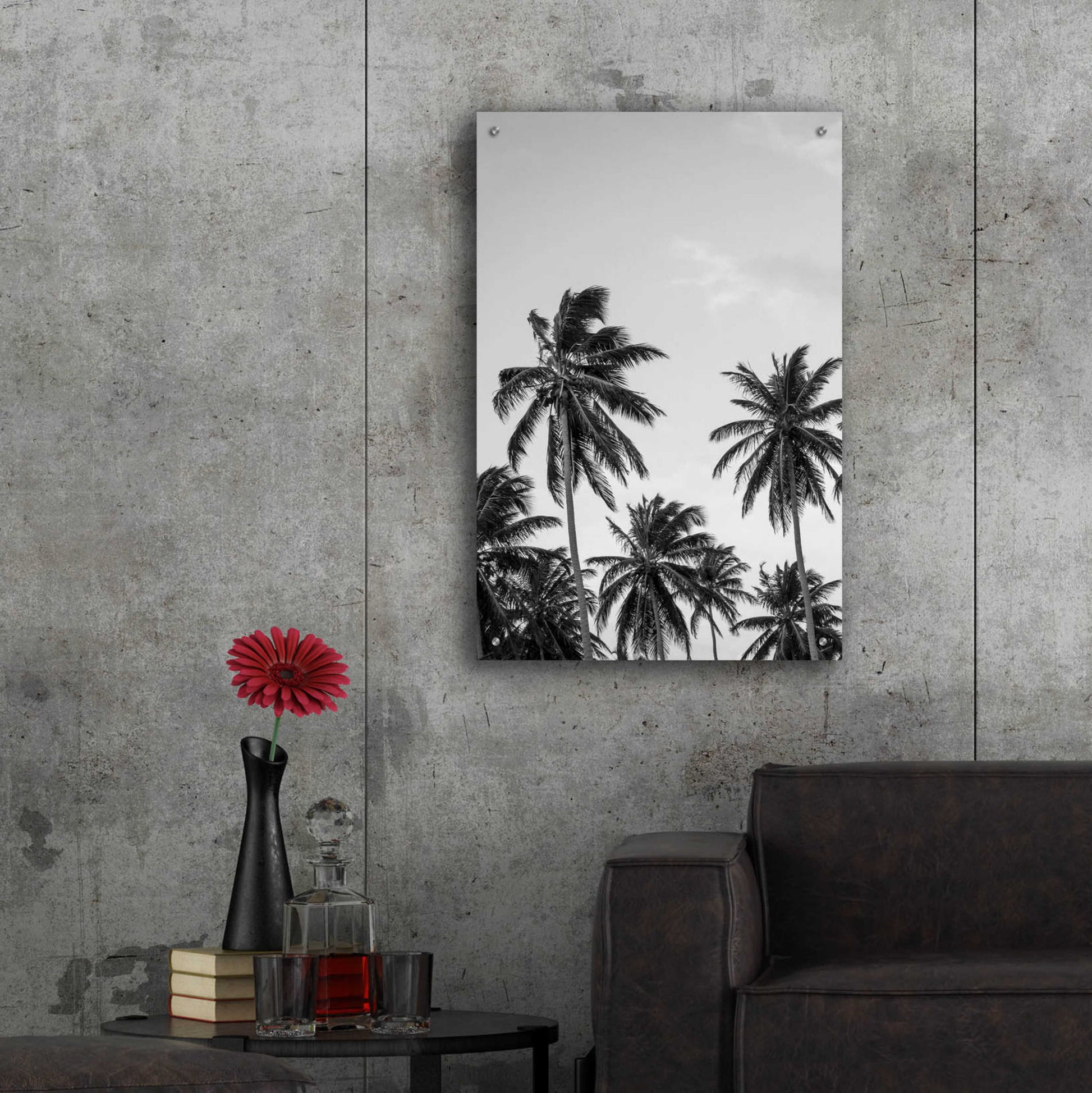 Epic Art 'Palms in Grey' by Design Fabrikken, Acrylic Glass Wall Art,24x36